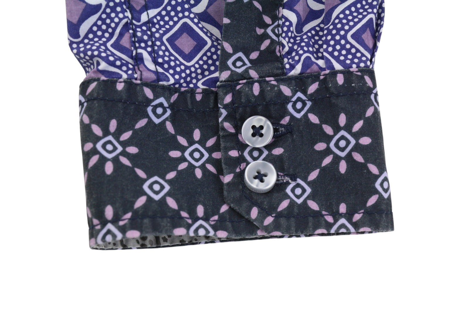 DESIGUAL Men Shirt L Casual Patterned Button-Up Spread Neck Pockets Regular Fit