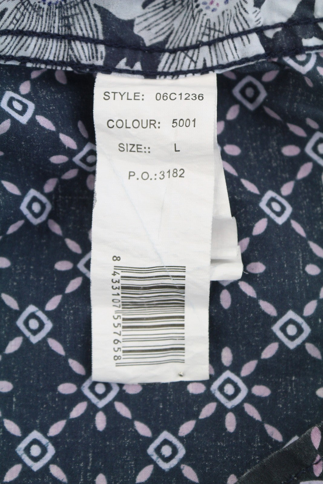 DESIGUAL Men Shirt L Casual Patterned Button-Up Spread Neck Pockets Regular Fit