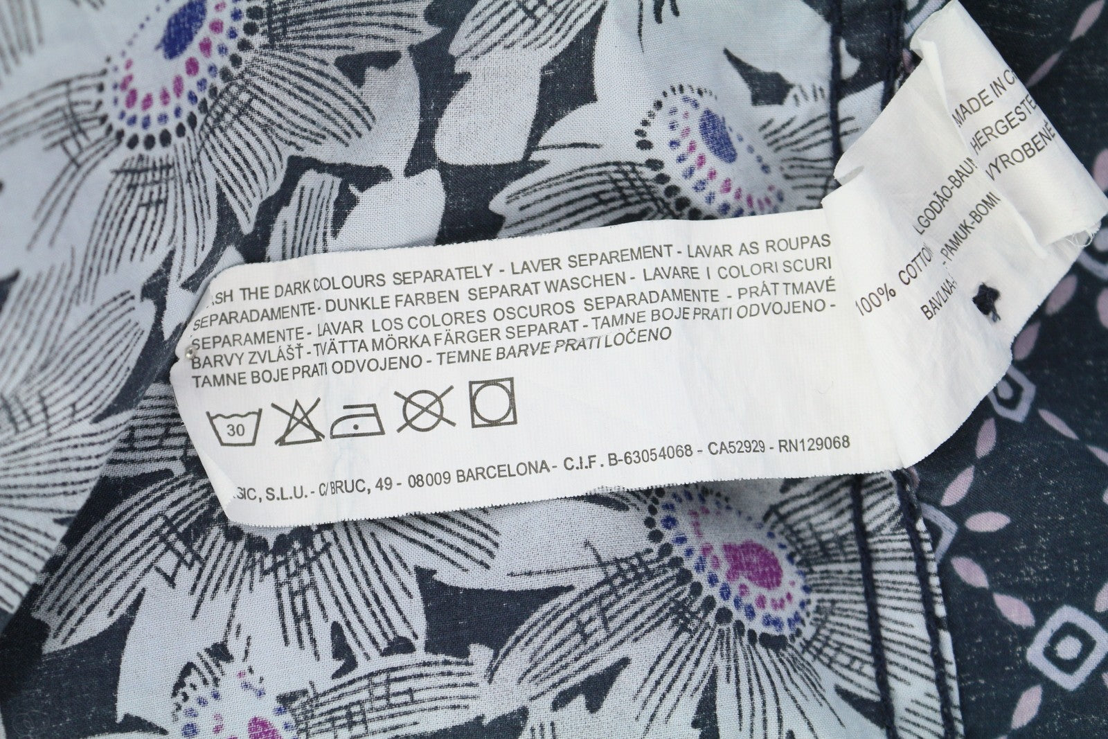 DESIGUAL Men Shirt L Casual Patterned Button-Up Spread Neck Pockets Regular Fit