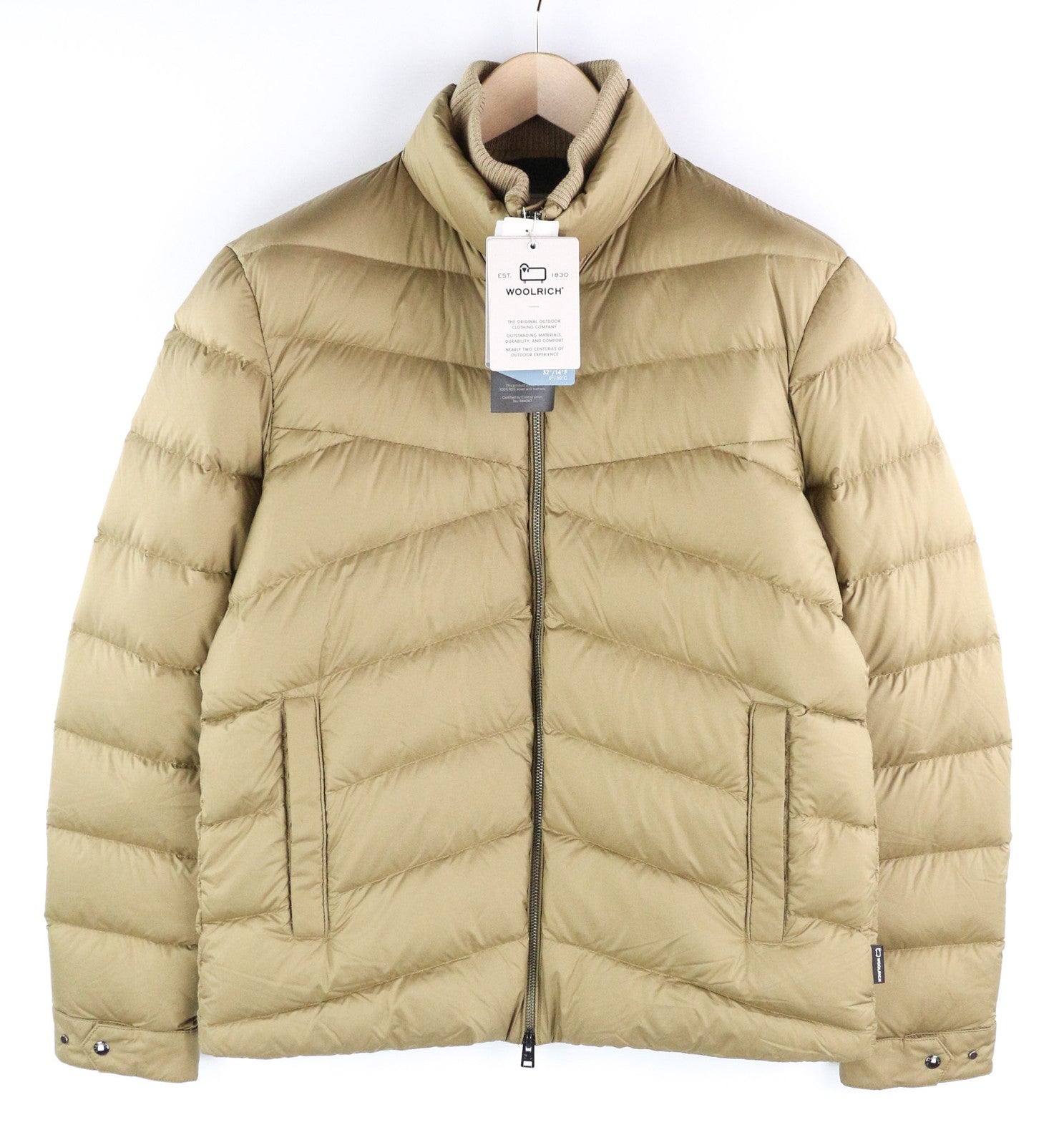 WOOLRICH Sundance Down Men's Jacket L Brown Quilted Padded Zip High Neck