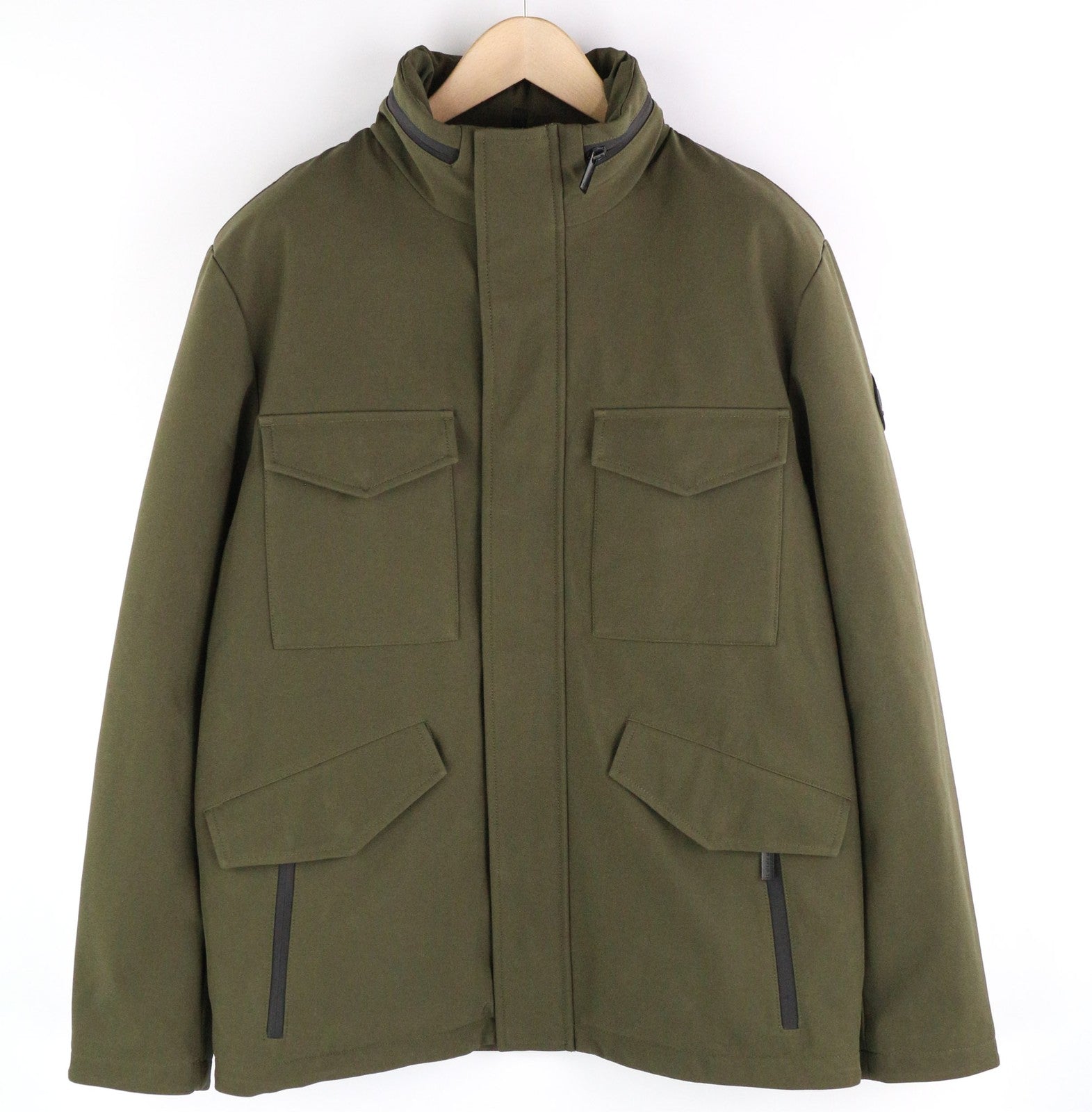 WOOLRICH Soft Shell Field Men's Jacket L Padded Down Lined High Hidden Hood