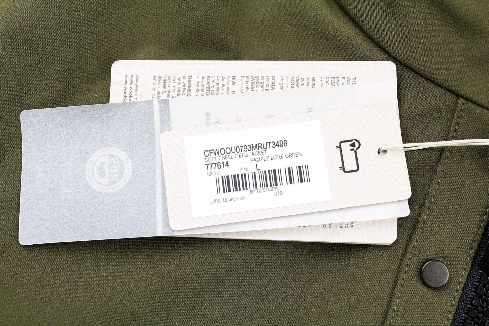 WOOLRICH Soft Shell Field Men's Jacket L Padded Down Lined High Hidden Hood