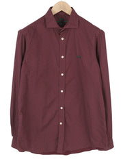 HARMONT & BLAINE Men Shirt XL Burgundy Narrow Fit Cutaway Neck Button Patterned