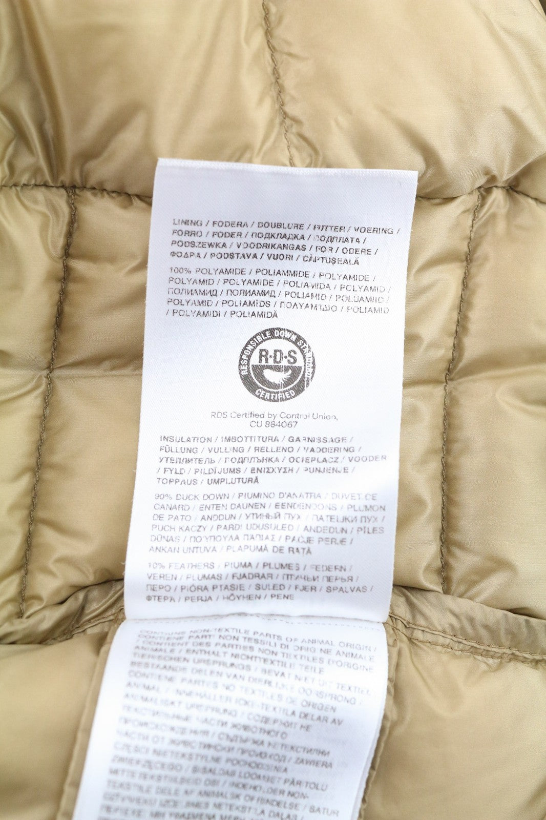 WOOLRICH Chevron Crinkle Down Men's Jacket L Zip Pockets Lined Hood Padded