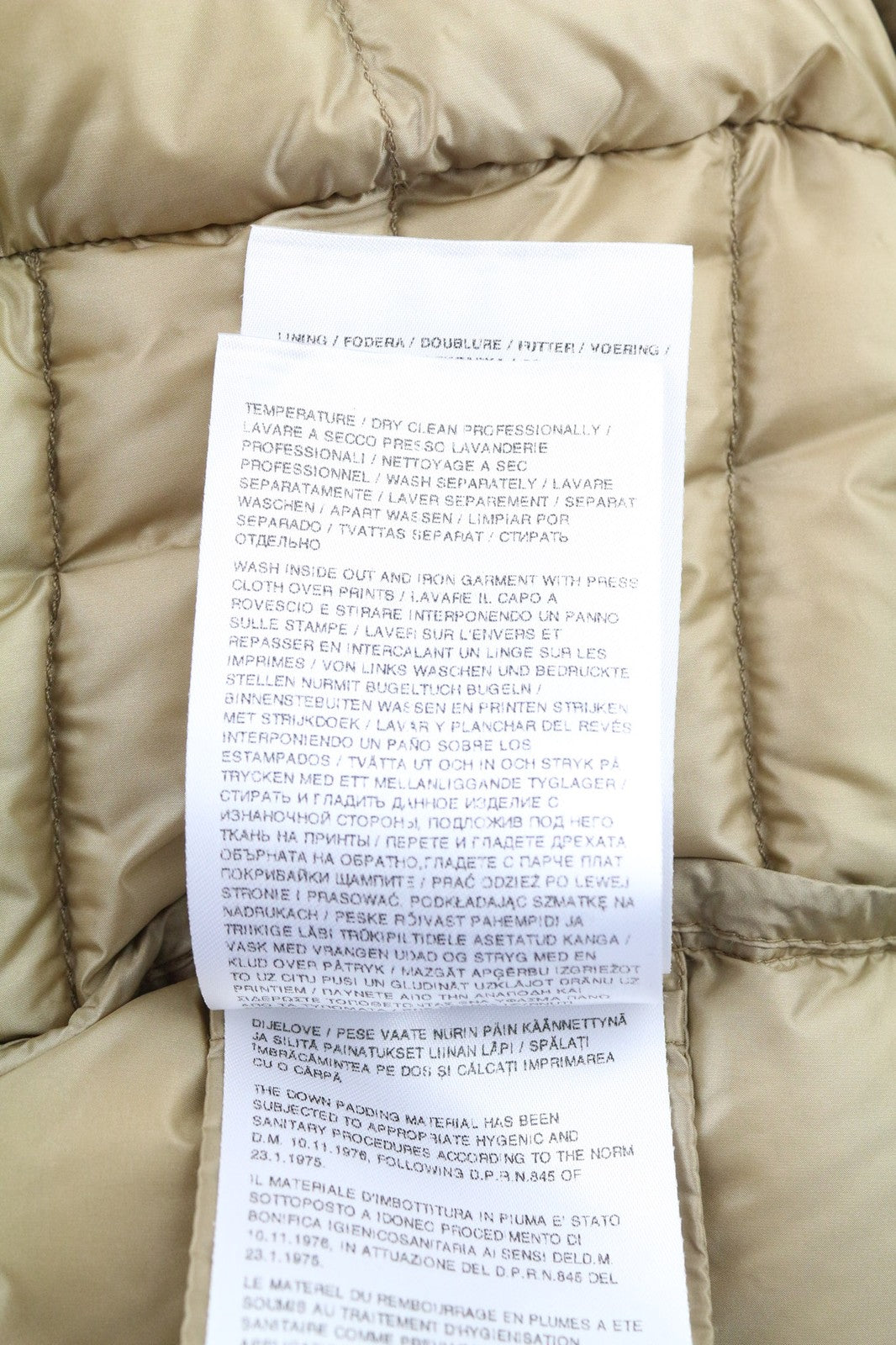 WOOLRICH Chevron Crinkle Down Men's Jacket L Zip Pockets Lined Hood Padded