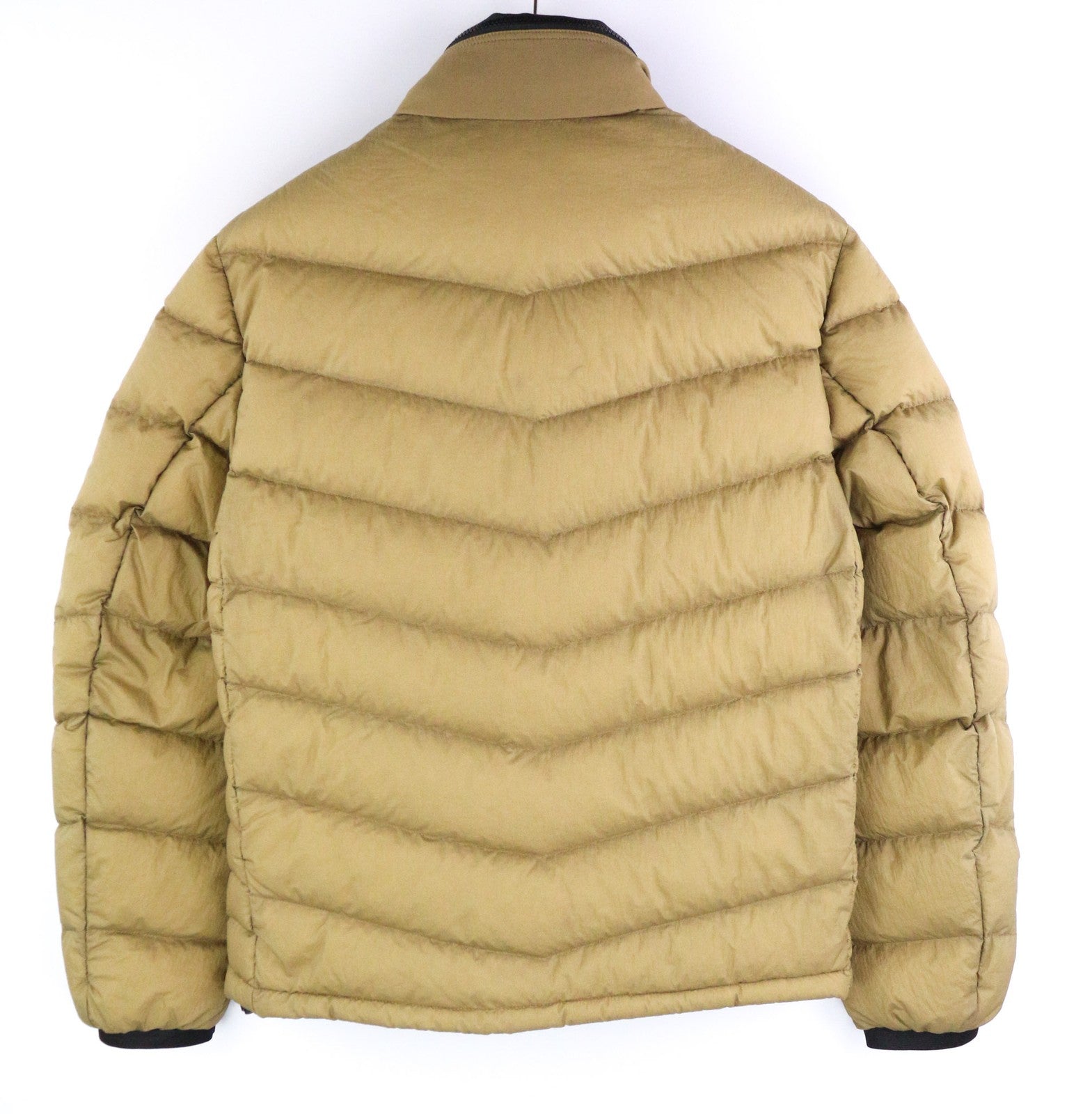 WOOLRICH Chevron Crinkle Down Men's Jacket L Zip Pockets Lined Hood Padded