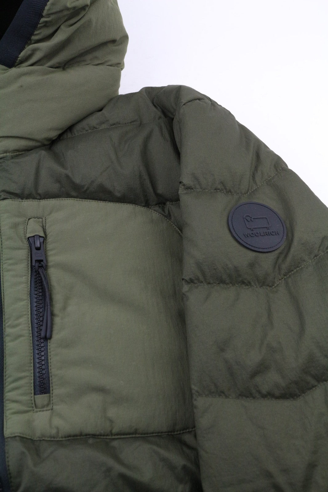 WOOLRICH Lobster Crinkle Down Hybrid Men's Jacket L Hooded Lined Padded