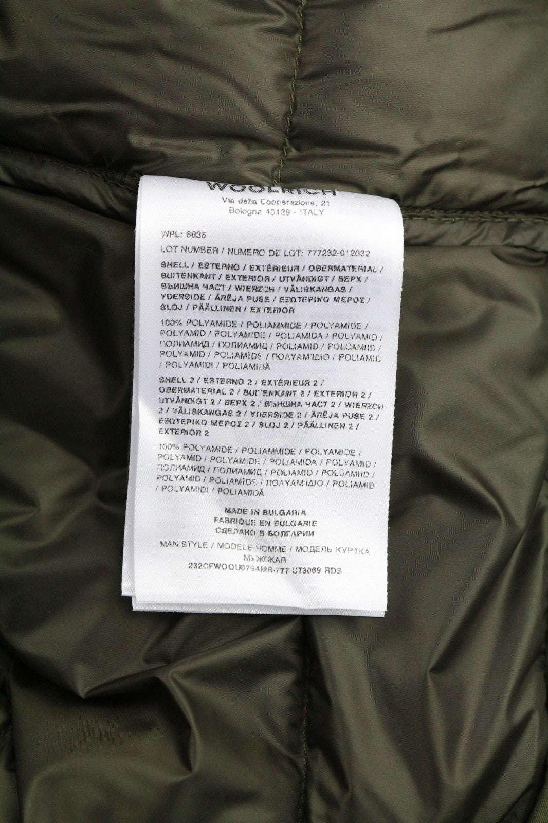 WOOLRICH Lobster Crinkle Down Hybrid Men's Jacket L Hooded Lined Padded