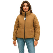 WOOLRICH Knitted Puffer Women's Jacket S Wool Blend Camel Padded Lined