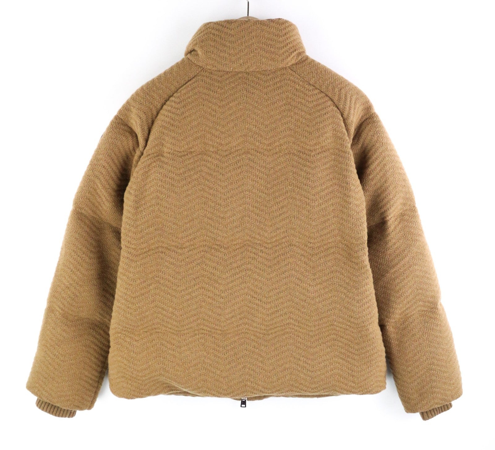 WOOLRICH Knitted Puffer Women's Jacket S Wool Blend Camel Padded Lined