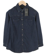 SCOTCH & SODA Women Shirt S Denim Dark Blue Snap Buttons Patch Pockets Casual