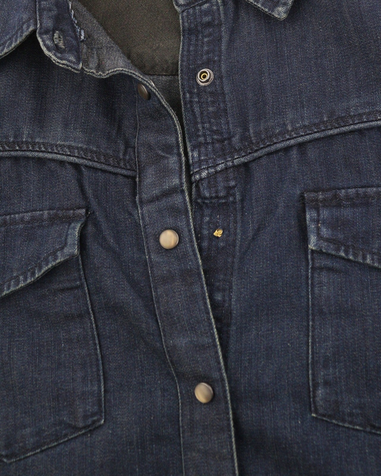 SCOTCH & SODA Women Shirt S Denim Dark Blue Snap Buttons Patch Pockets Casual