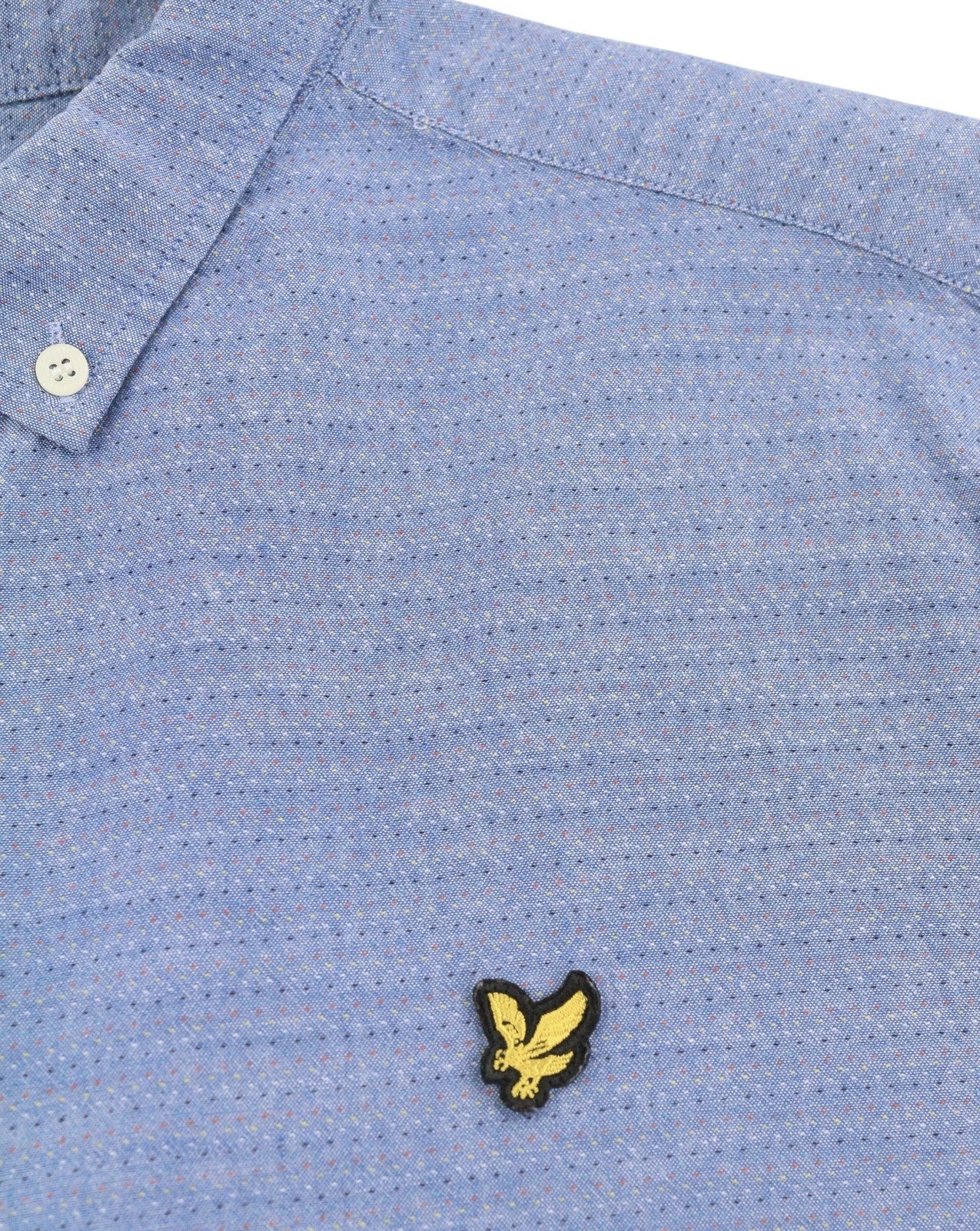 LYLE & SCOTT Men Shirt XL Blue Patterned Button-Down Neck Short Sleeve Logo