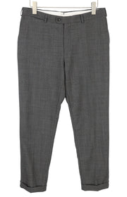 SUITSUPPLY Brescia Turn-Up Slim Fit Men Trousers UK42L Grey Pure Wool Tapered