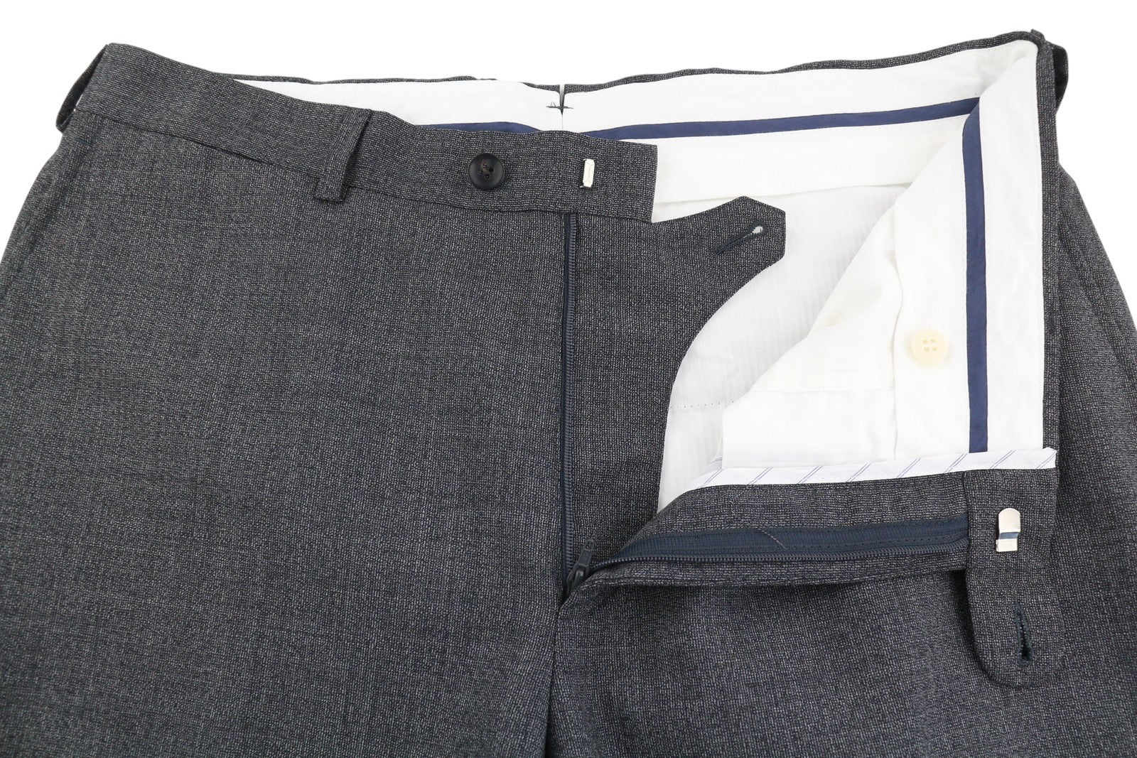 SUITSUPPLY Brescia Turn-Up Slim Fit Men Trousers UK42L Grey Pure Wool Tapered