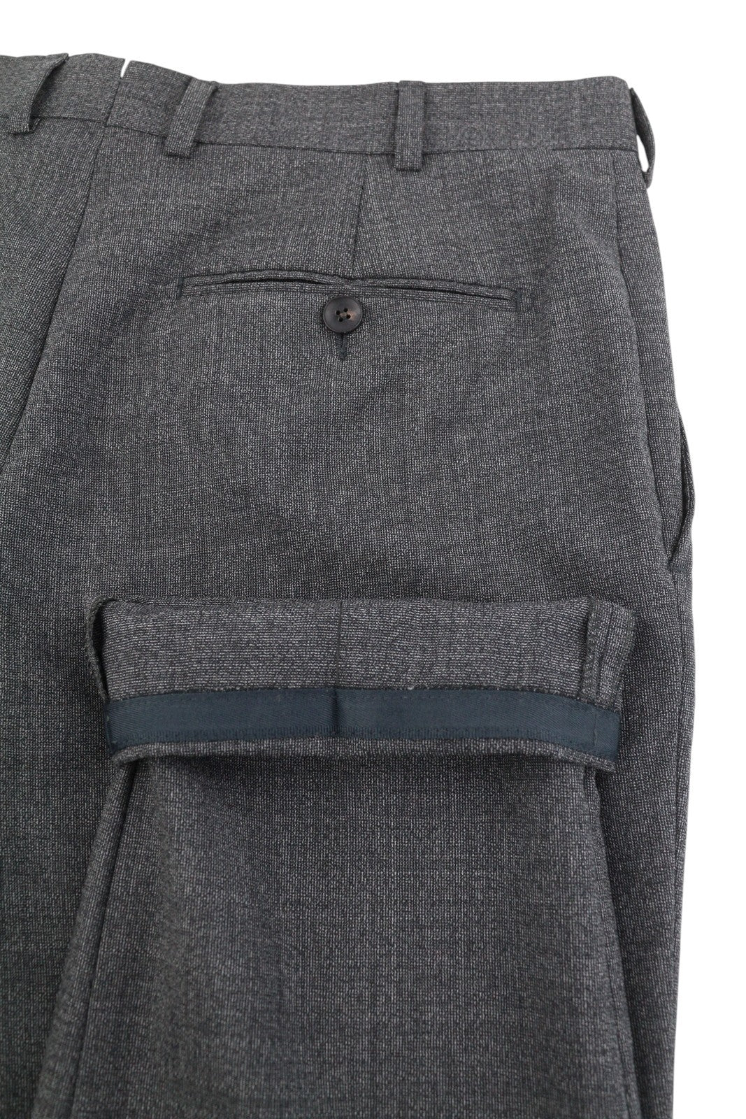 SUITSUPPLY Brescia Turn-Up Slim Fit Men Trousers UK42L Grey Pure Wool Tapered