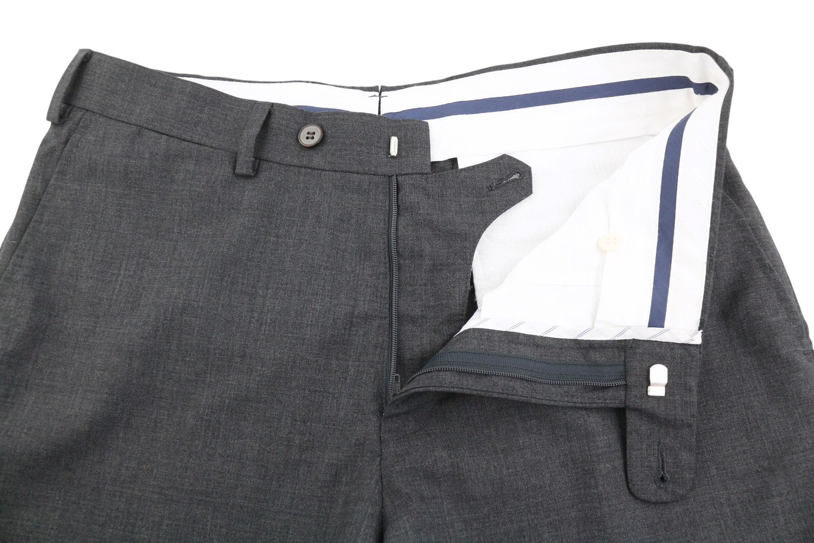 SUITSUPPLY Soho Men Trousers UK30R Grey Pure Wool Super 120's Tapered Fit Zip