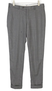 SUITSUPPLY Soho Turn-Up Men Trousers UK34R Grey Pure Wool S120 Tapered Fit Zip