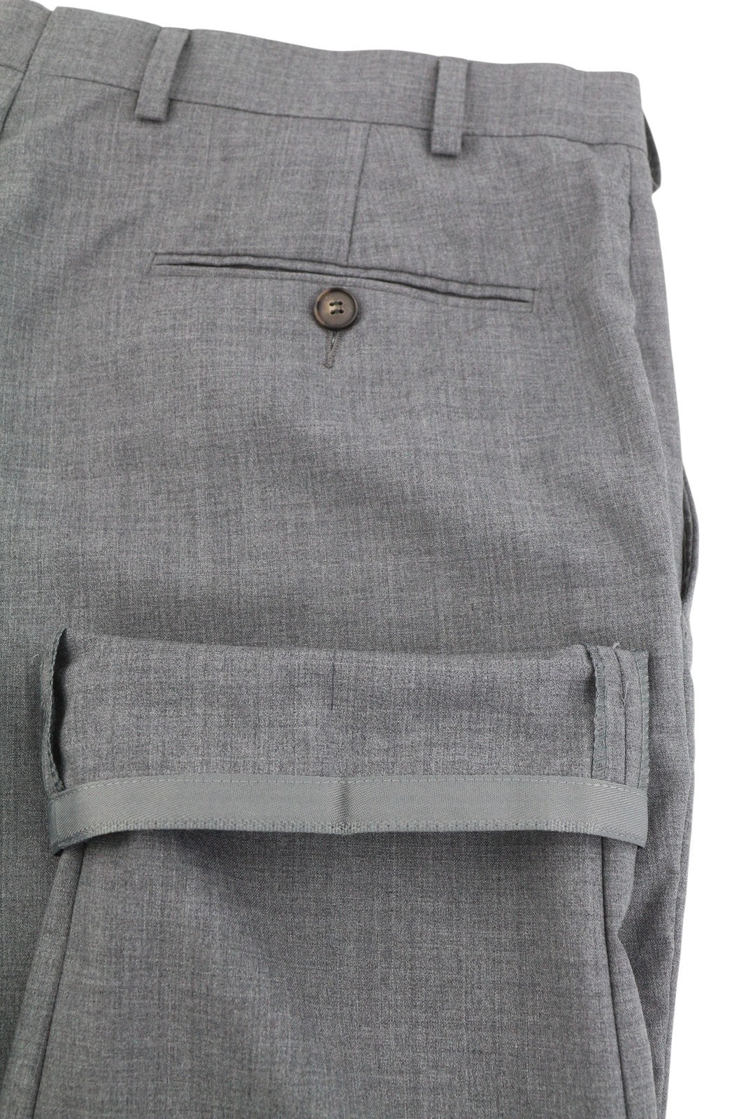 SUITSUPPLY Soho Turn-Up Men Trousers UK34R Grey Pure Wool S120 Tapered Fit Zip