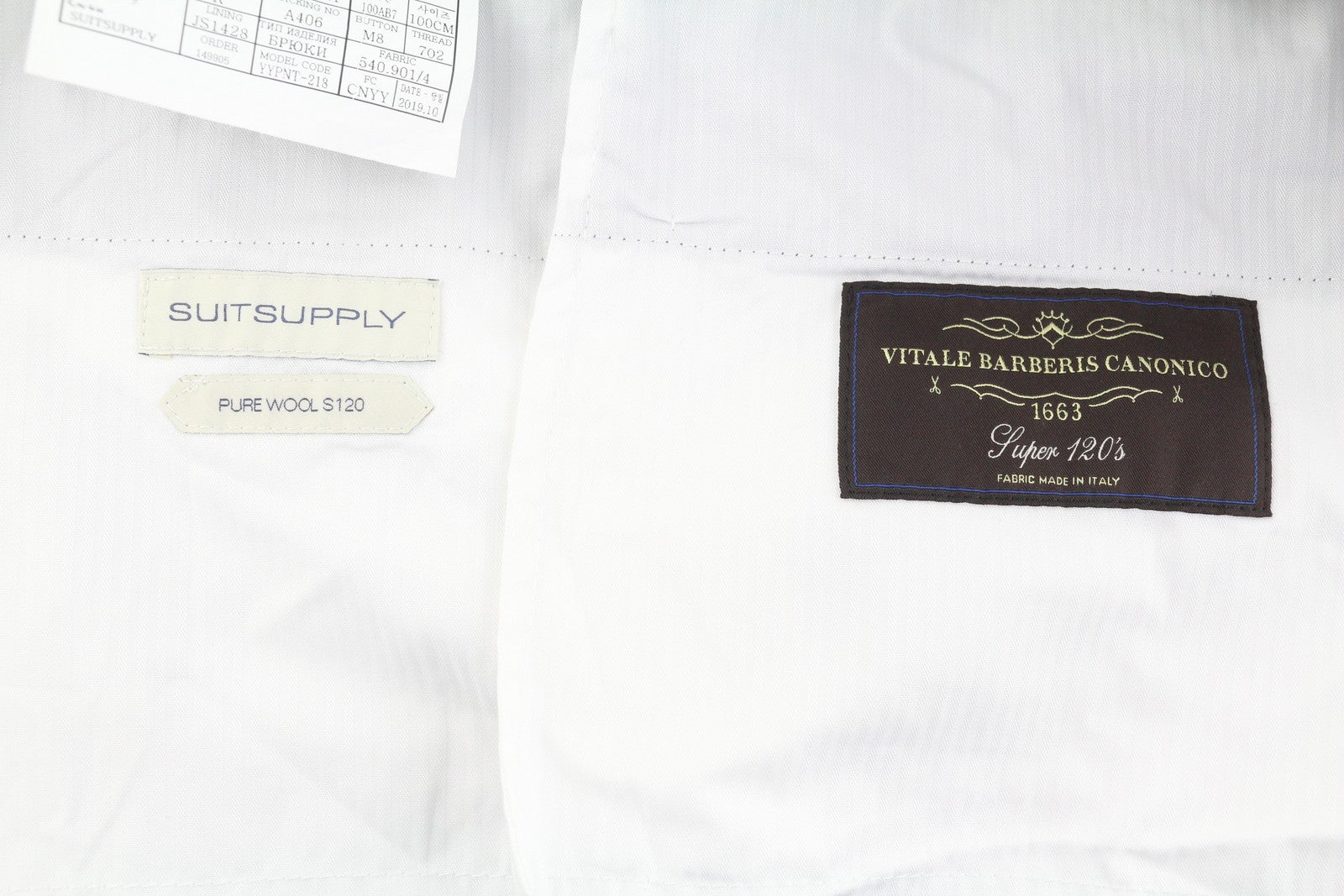 SUITSUPPLY Soho Turn-Up Men Trousers UK34R Grey Pure Wool S120 Tapered Fit Zip