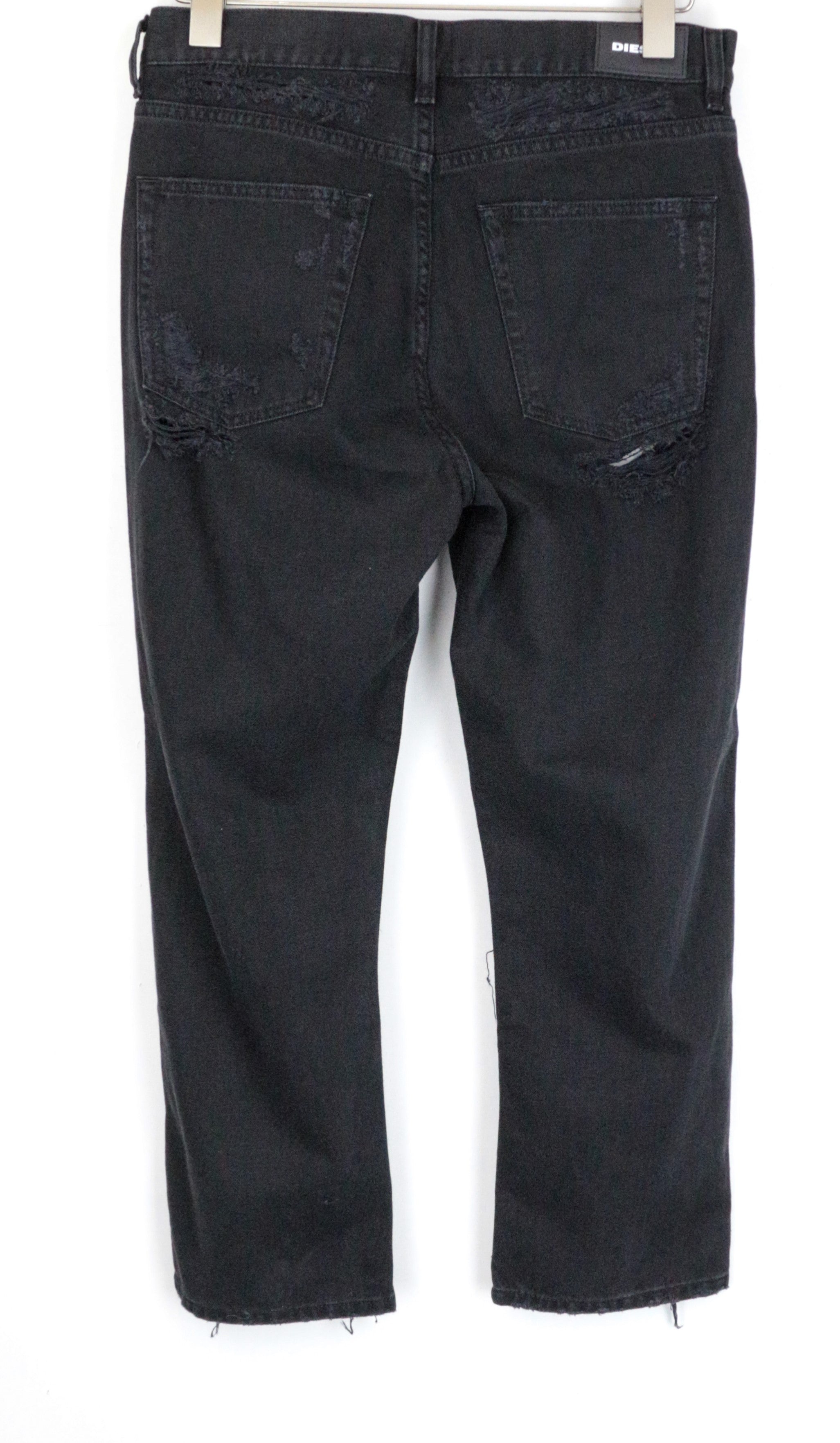 DIESEL Aryel 084WH Women's Jeans W27/L32 Straight Fit Black Ripped Cotton