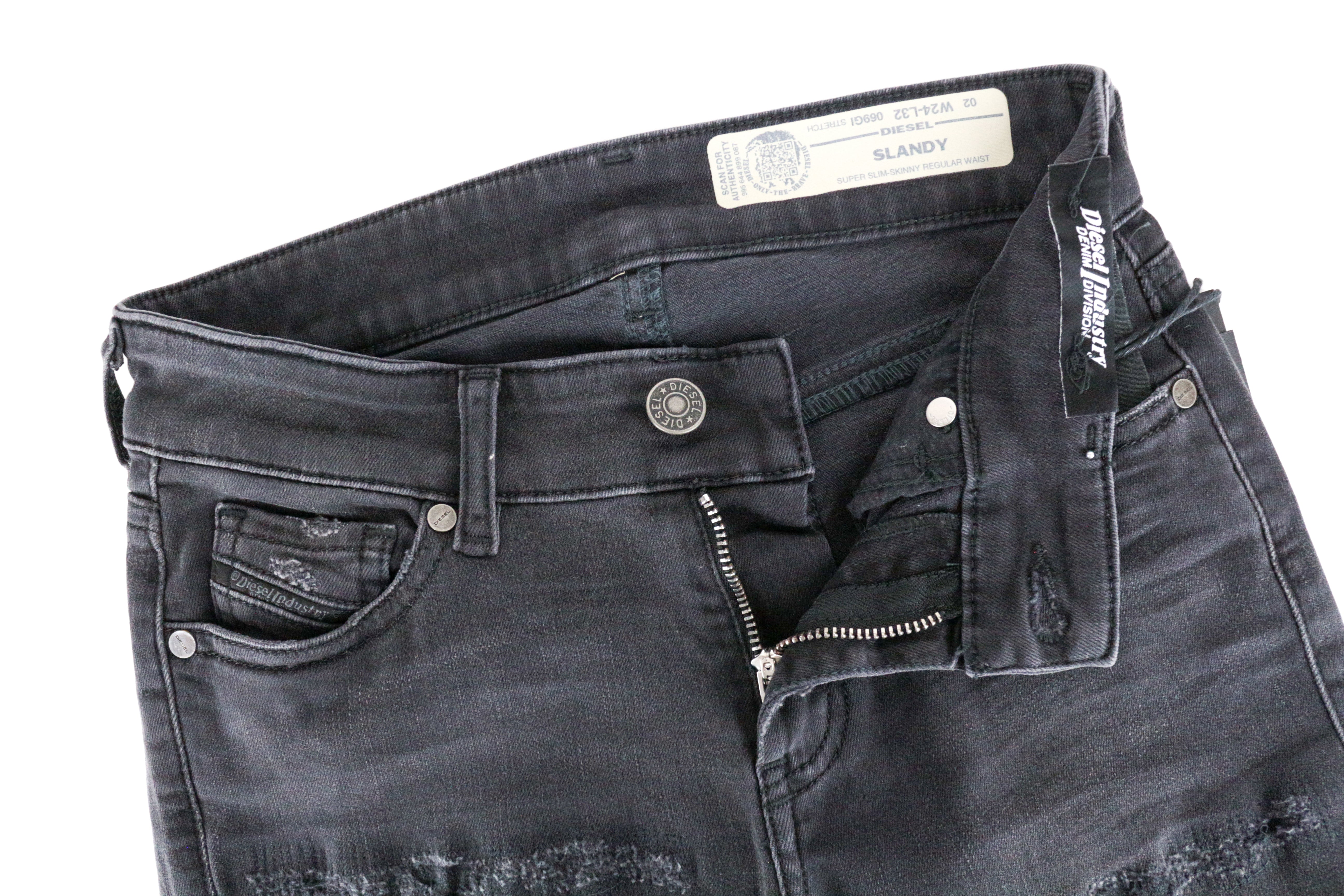 DIESEL Slandy 069GI Women's W24/L32 Skinny Grey Super Slim Fit Stretch Jeans