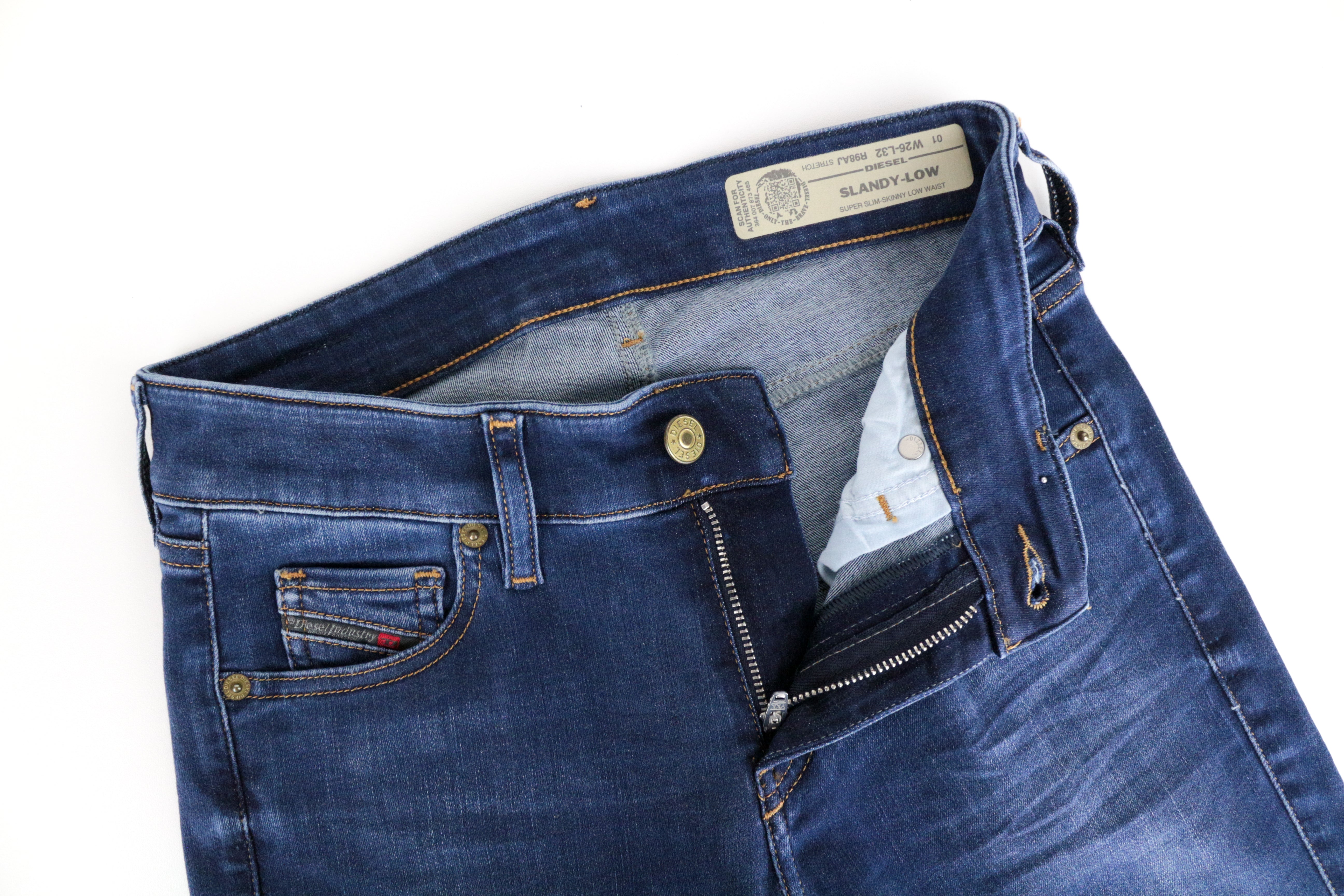 DIESEL Slandy-Low R98AJ W26/L32 Super Skinny Women's Blue Washed Fit Jeans