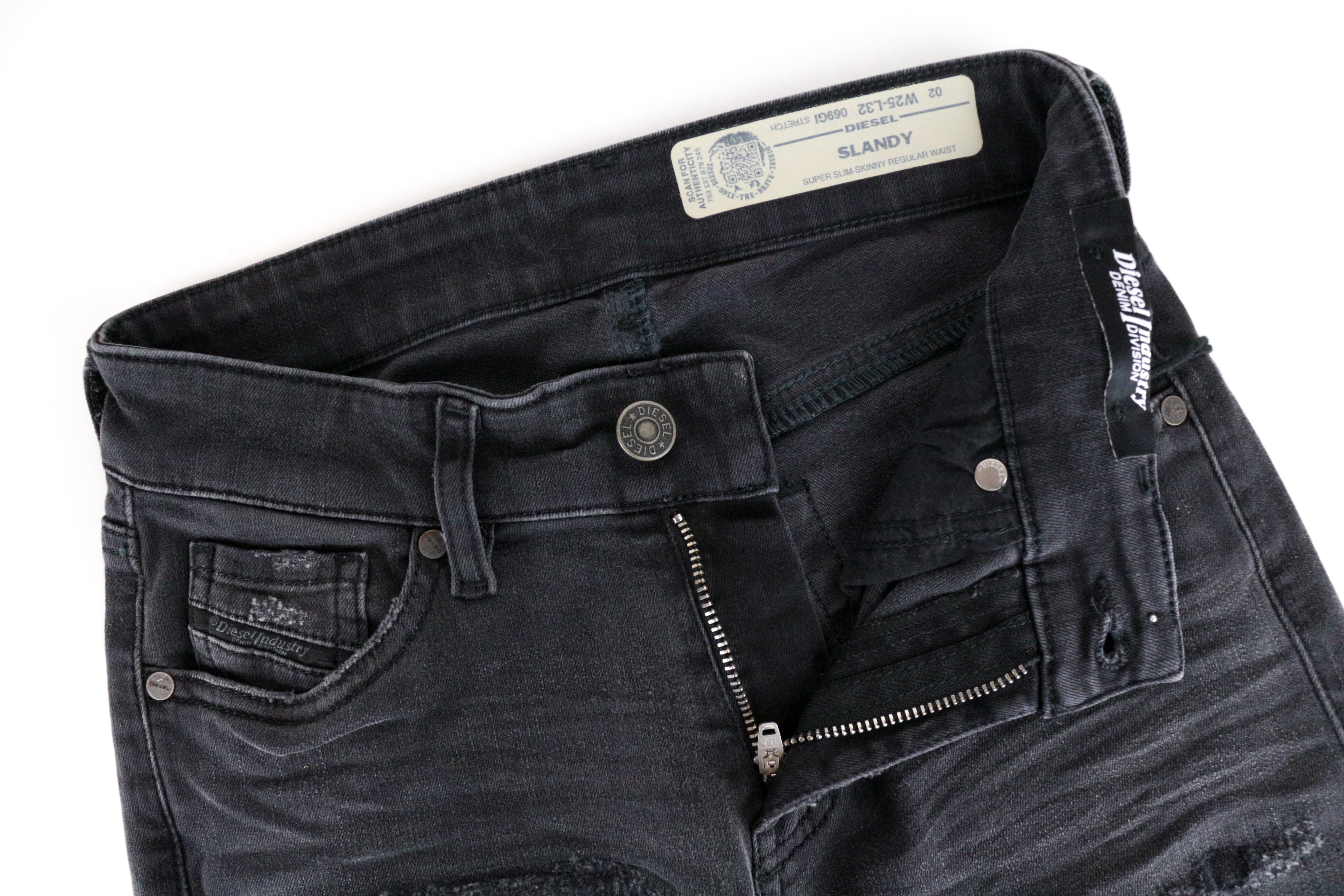 DIESEL Slandy 069GI W25 L32 Grey Cotton Skinny Women's Slim Stretch Fit Jeans