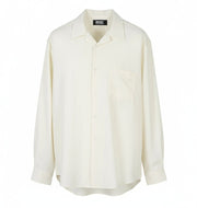 DIESEL S-Wooly Men Shirt 2XL White Wool Blend Notched Neck Button-Up Pocket