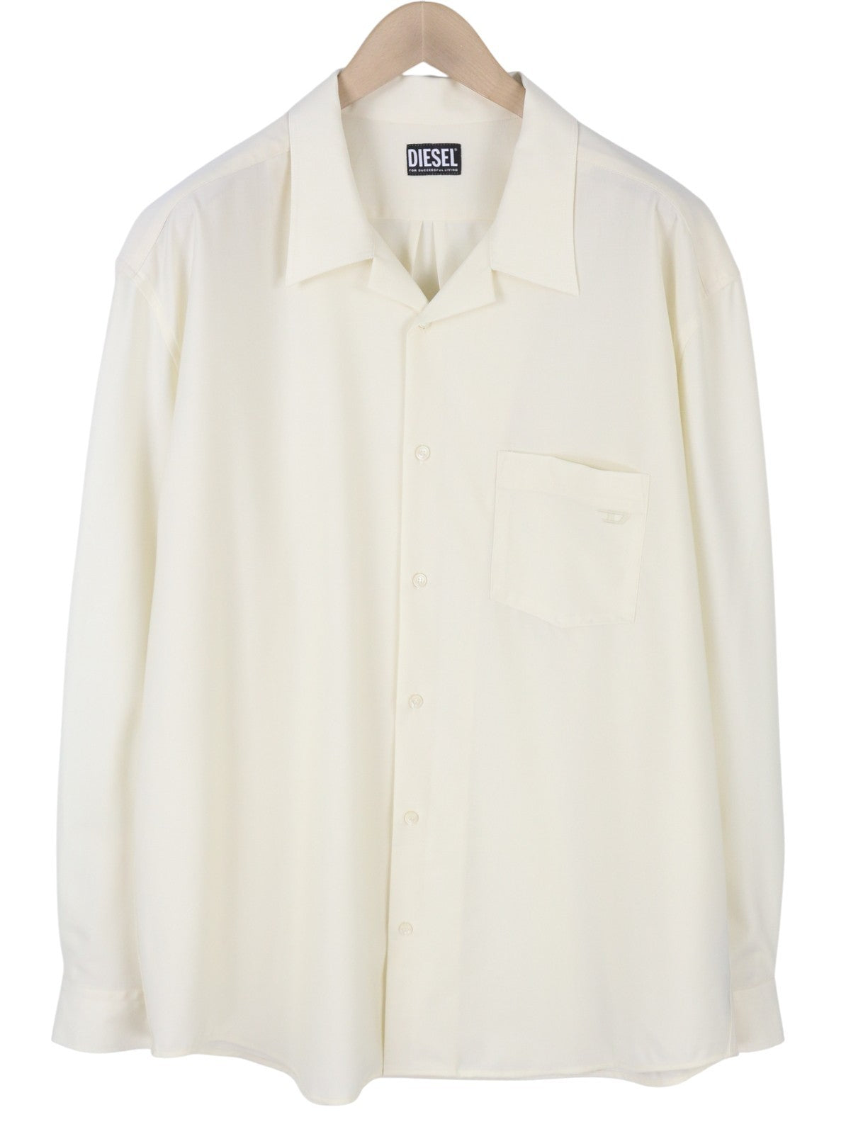 DIESEL S-Wooly Men Shirt 2XL White Wool Blend Notched Neck Button-Up Pocket