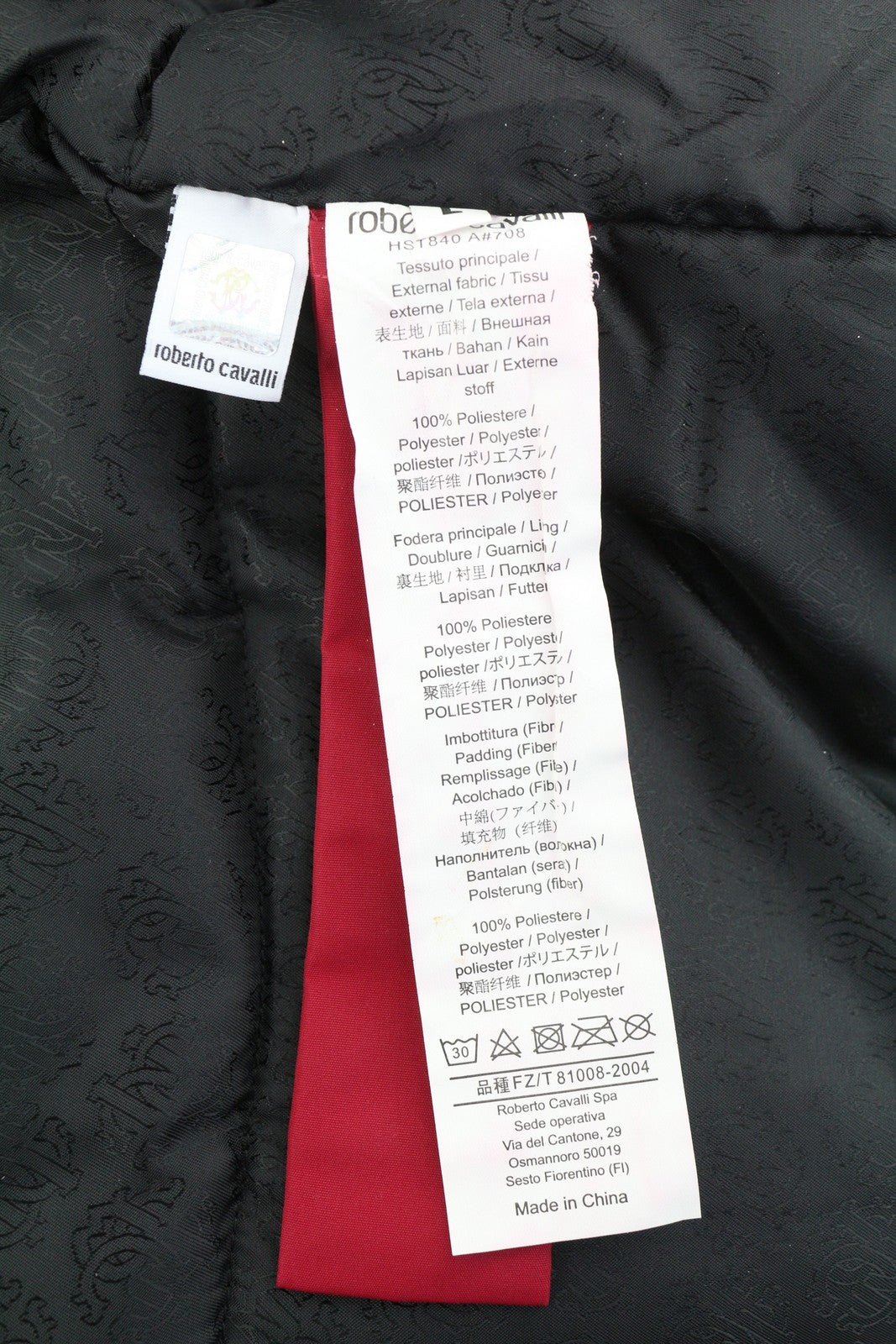 ROBERTO CAVALLI Men Jacket L Red Full Zip Padded Raccoon Fur Hooded Parka RRP560