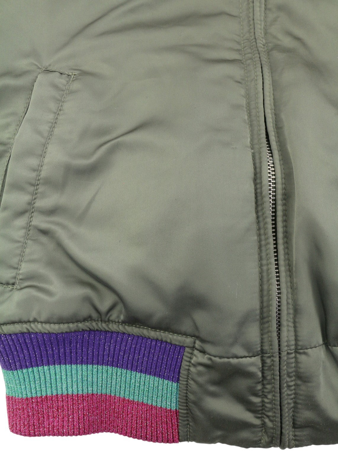 DIESEL Women Jacket XS Green Shiny Reversible Full Zip Lightweight Logo Bomber