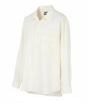 DIESEL S-Wooly Men Shirt L White Wool Blend Notched Neck Button-Up Patch Pocket