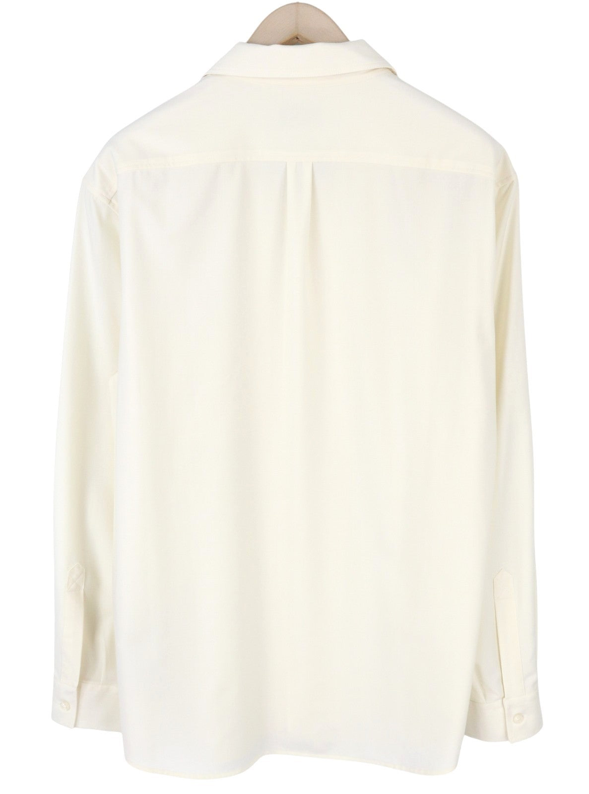 DIESEL S-Wooly Men Shirt L White Wool Blend Notched Neck Button-Up Patch Pocket