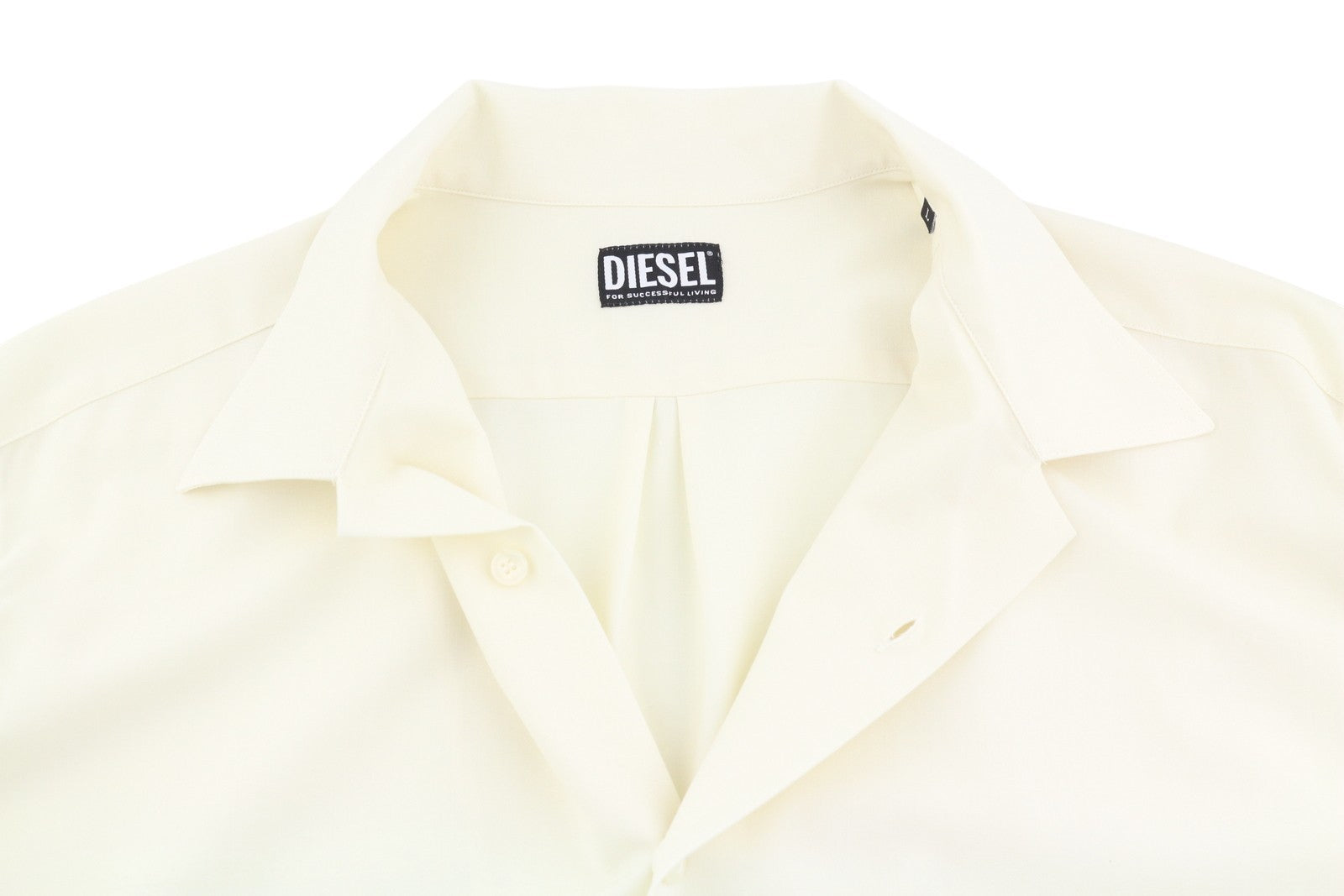 DIESEL S-Wooly Men Shirt L White Wool Blend Notched Neck Button-Up Patch Pocket