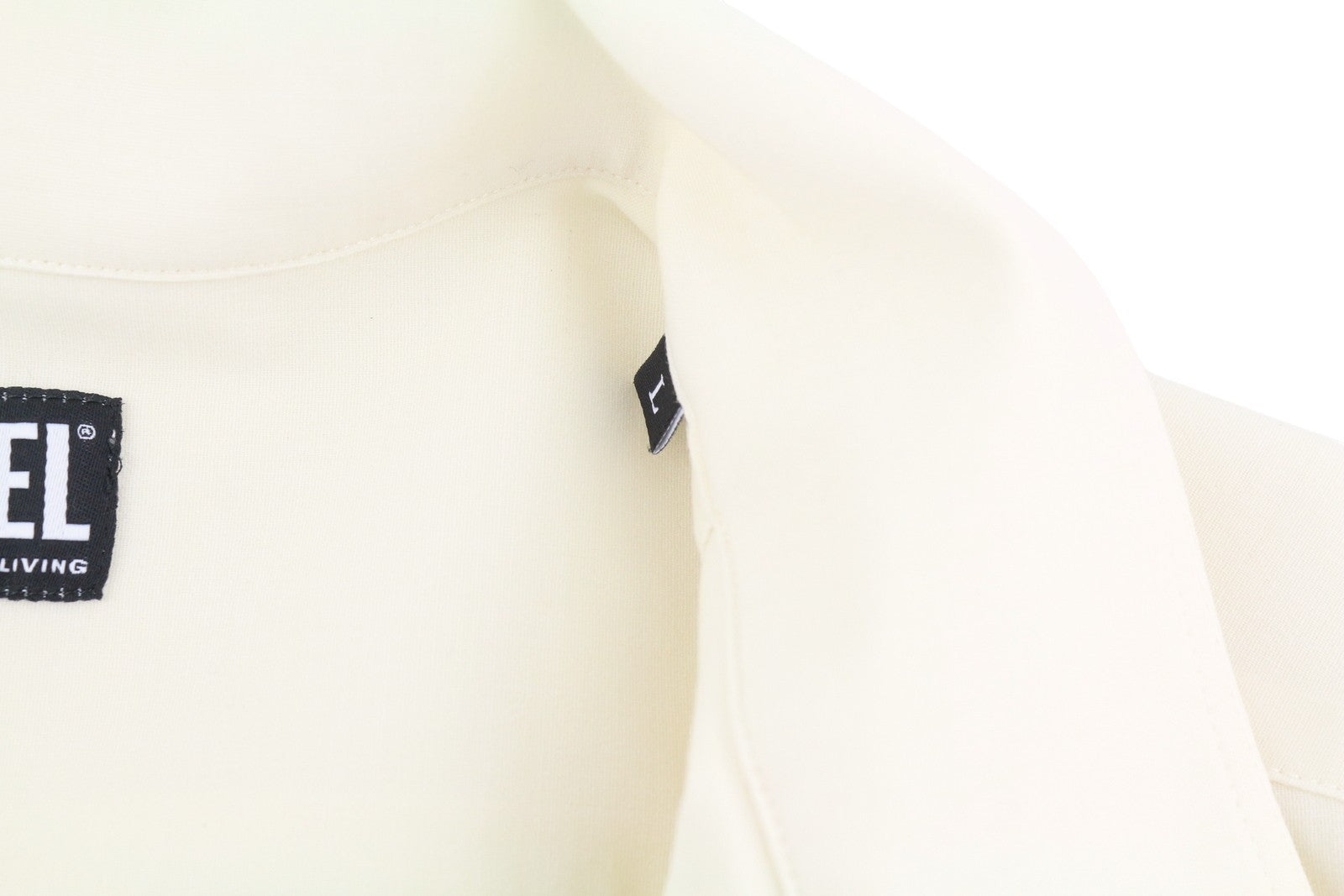 DIESEL S-Wooly Men Shirt L White Wool Blend Notched Neck Button-Up Patch Pocket