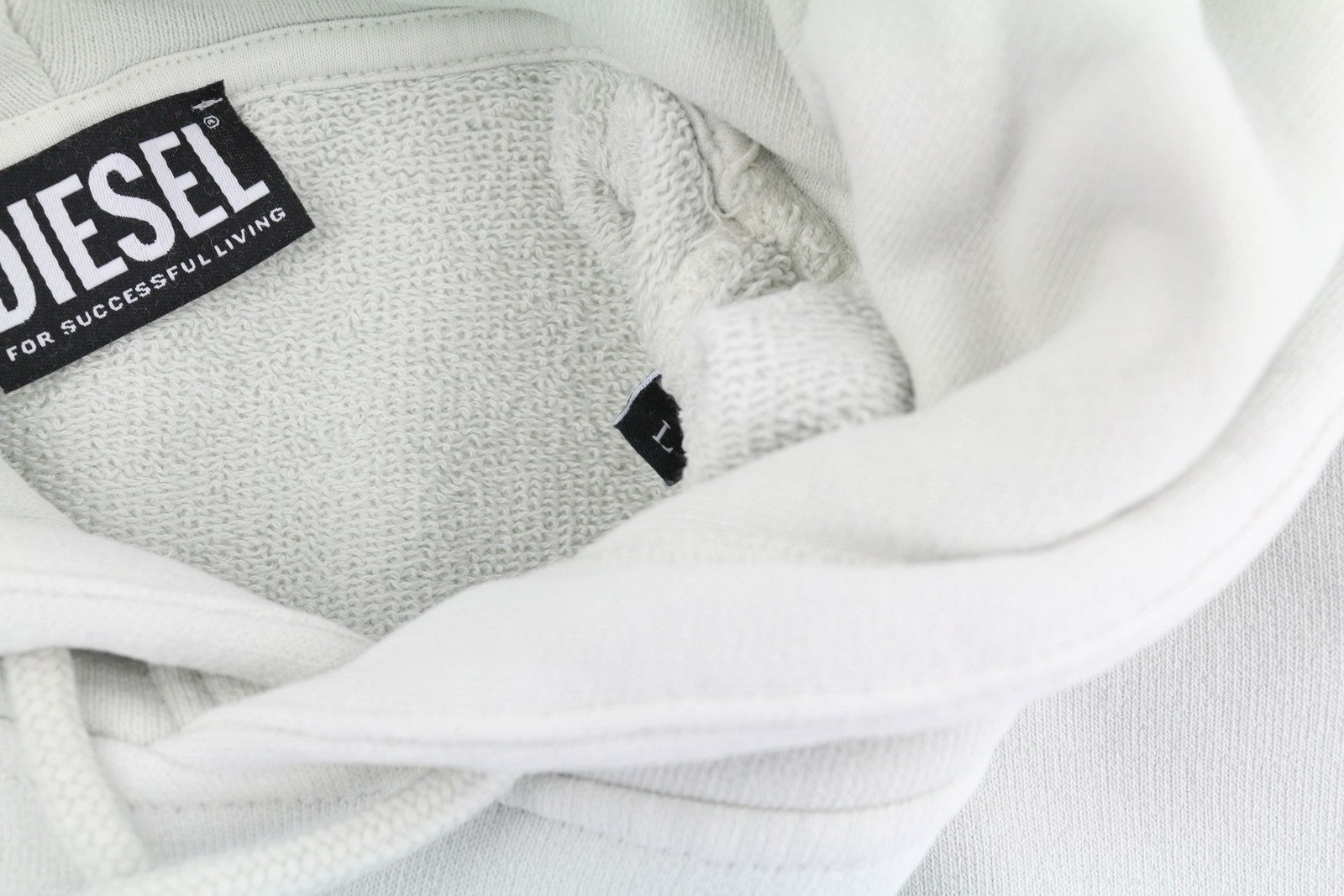 DIESEL S-Girk-Hood-B6 Men Hoodie L Light Grey Kangaroo Pocket Logo Pullover