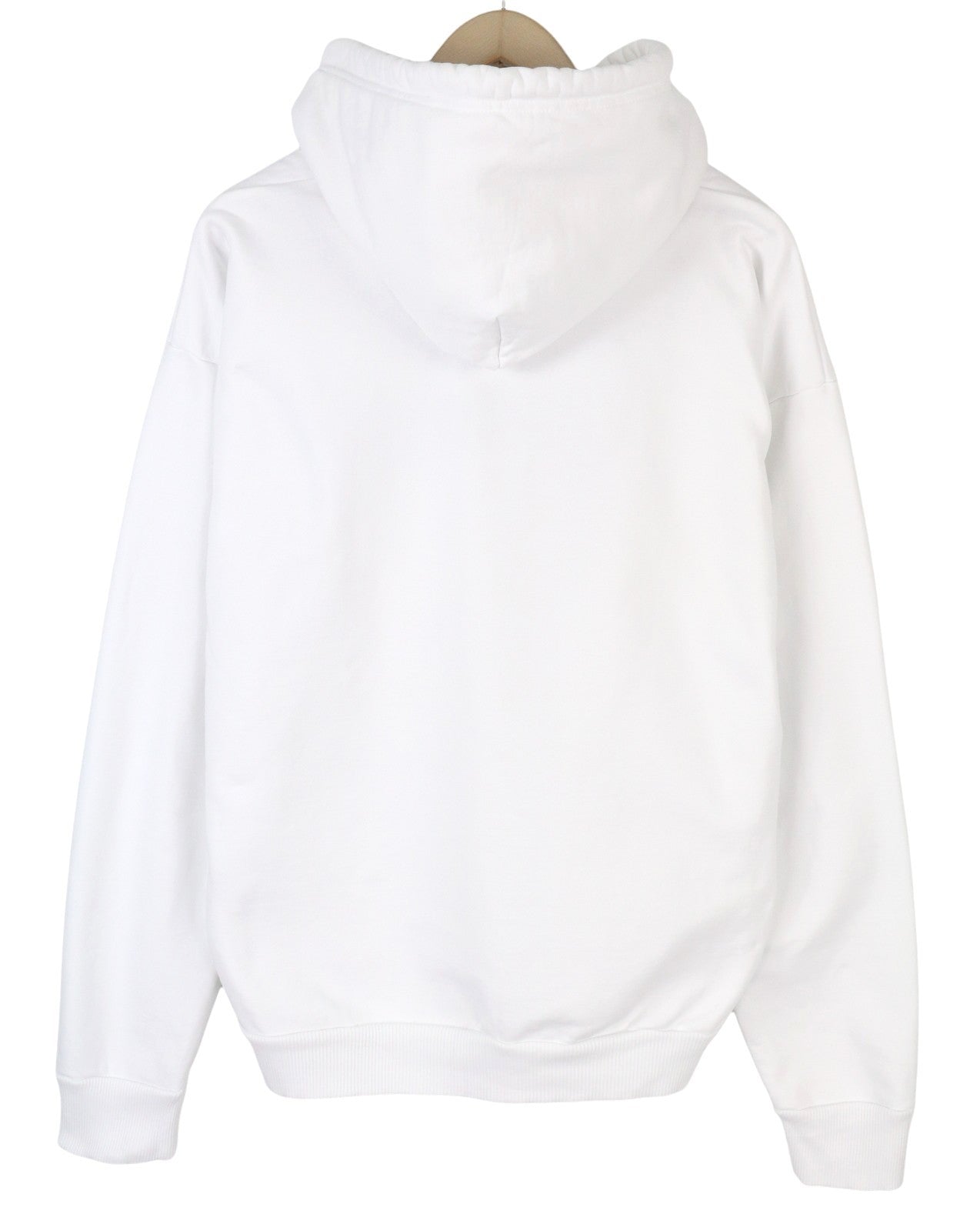 DIESEL Men Hoodie XL White Embroidered Front Logo Hooded Long Sleeve Pullover