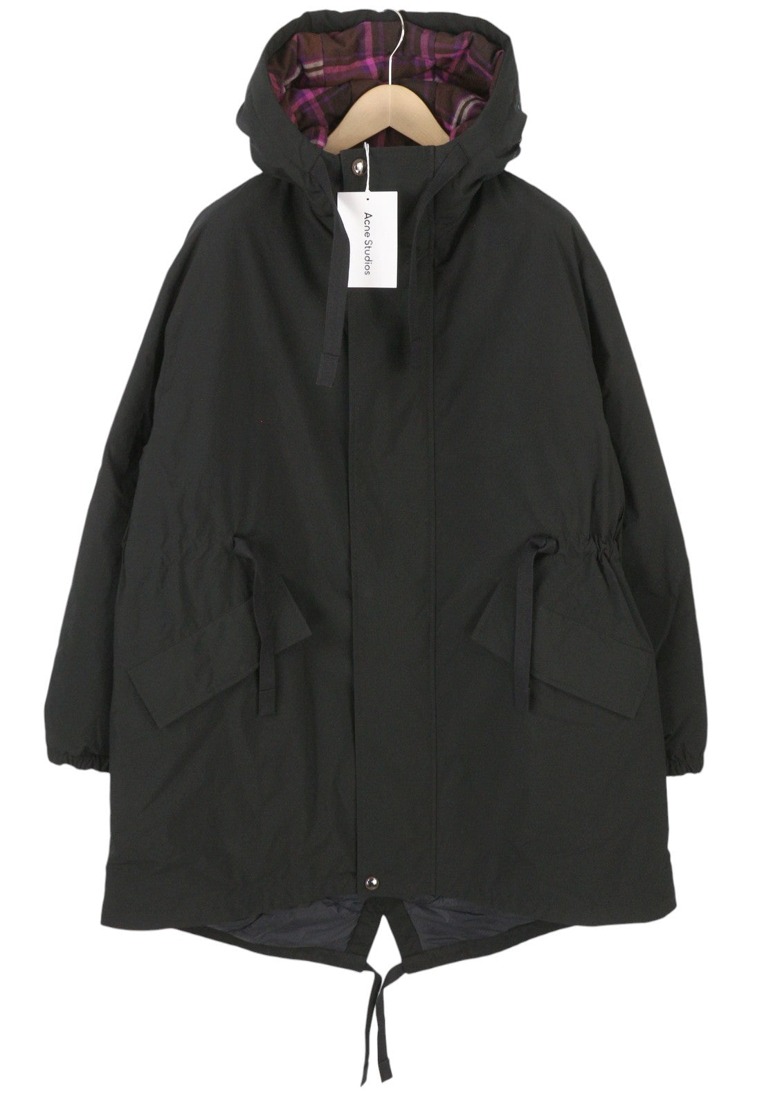 ACNE STUDIOS Men Jacket 48 Black Drawstrings Waist Hooded Padded Parka RRP810