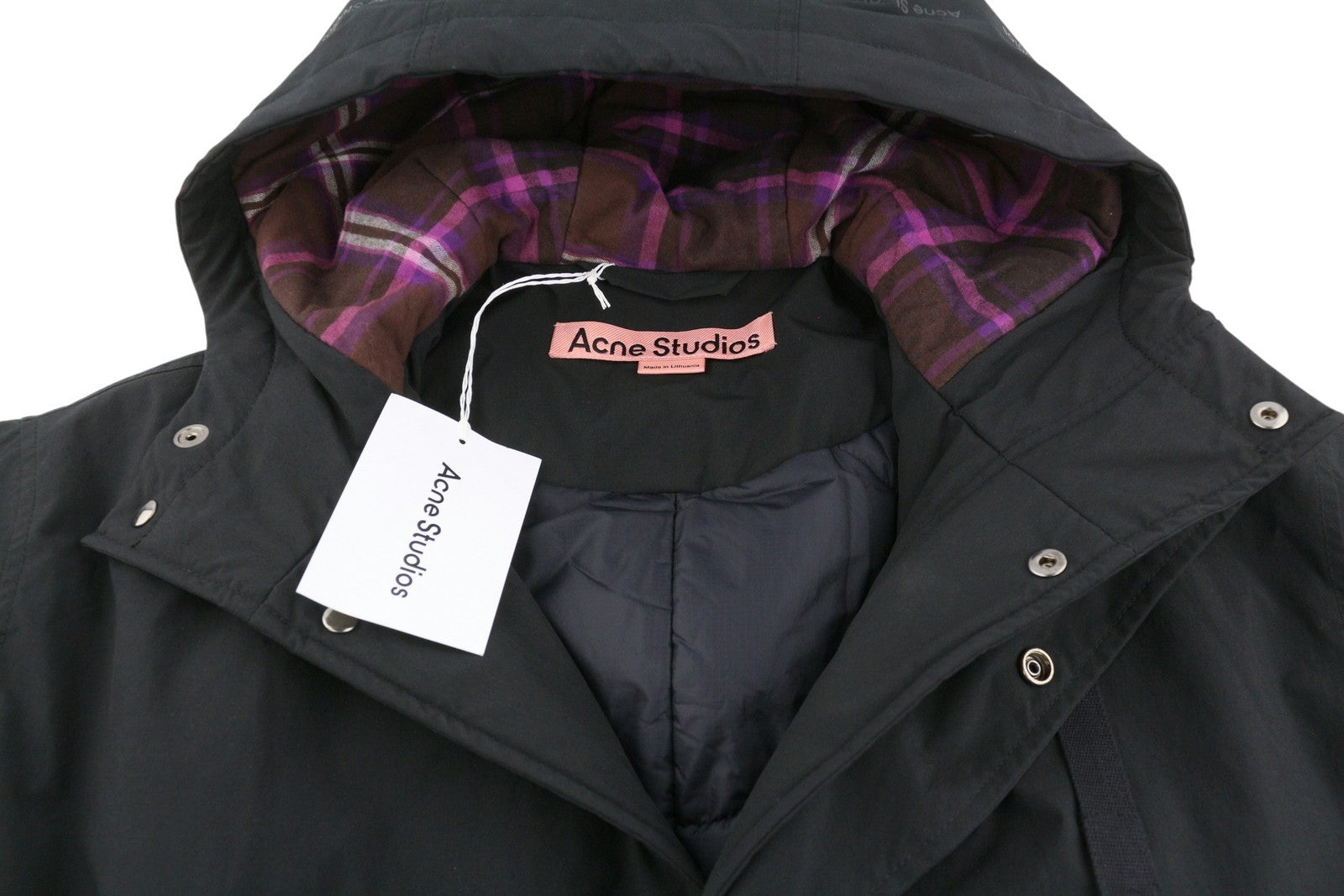 ACNE STUDIOS Men Jacket 48 Black Drawstrings Waist Hooded Padded Parka RRP810