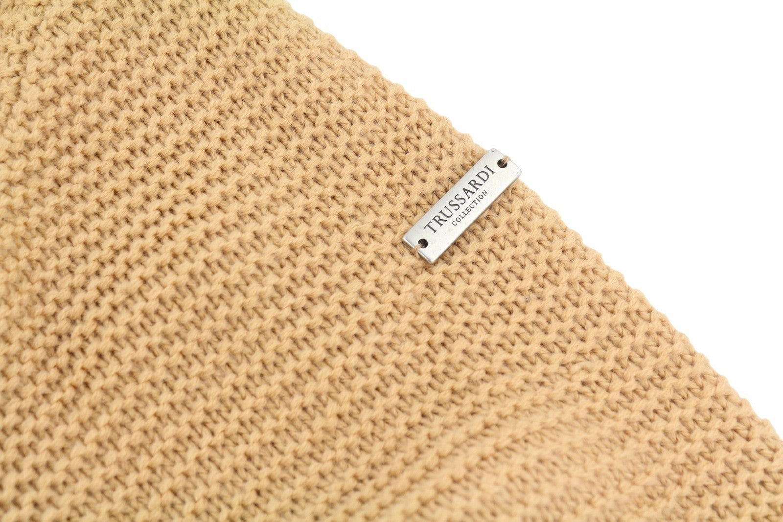 TRUSSARDI Cecina Men Cardigan XL Beige Wool Blend Tight Knit Button-Up RRP320