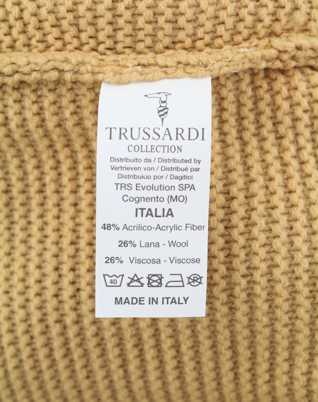 TRUSSARDI Cecina Men Cardigan XL Beige Wool Blend Tight Knit Button-Up RRP320