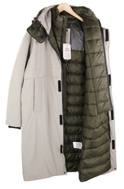 WOOLRICH Men's L Extra Long Hooded Down Jacket Padded Stretch High Neck RRP999