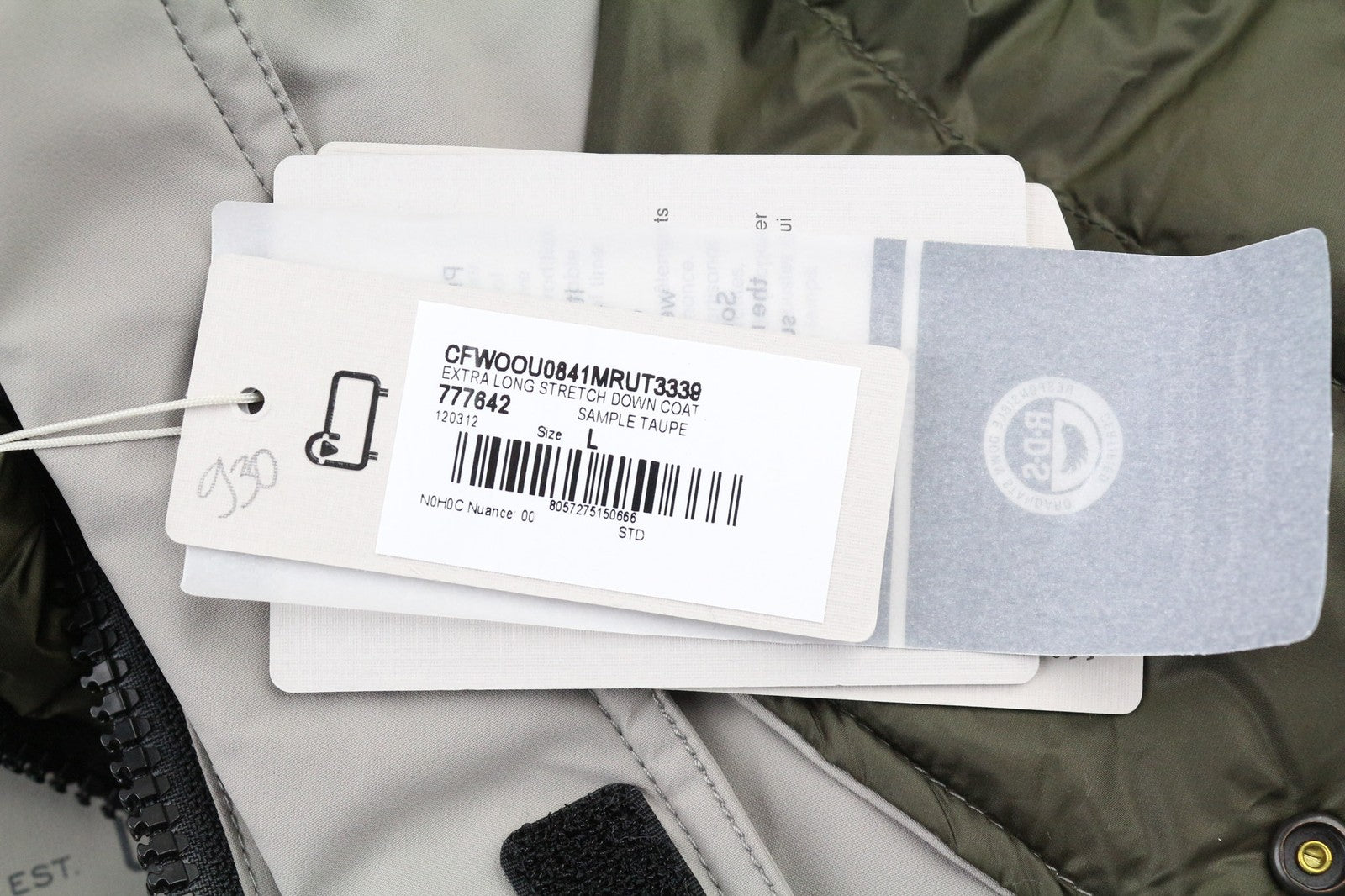 WOOLRICH Men's L Extra Long Hooded Down Jacket Padded Stretch High Neck RRP999