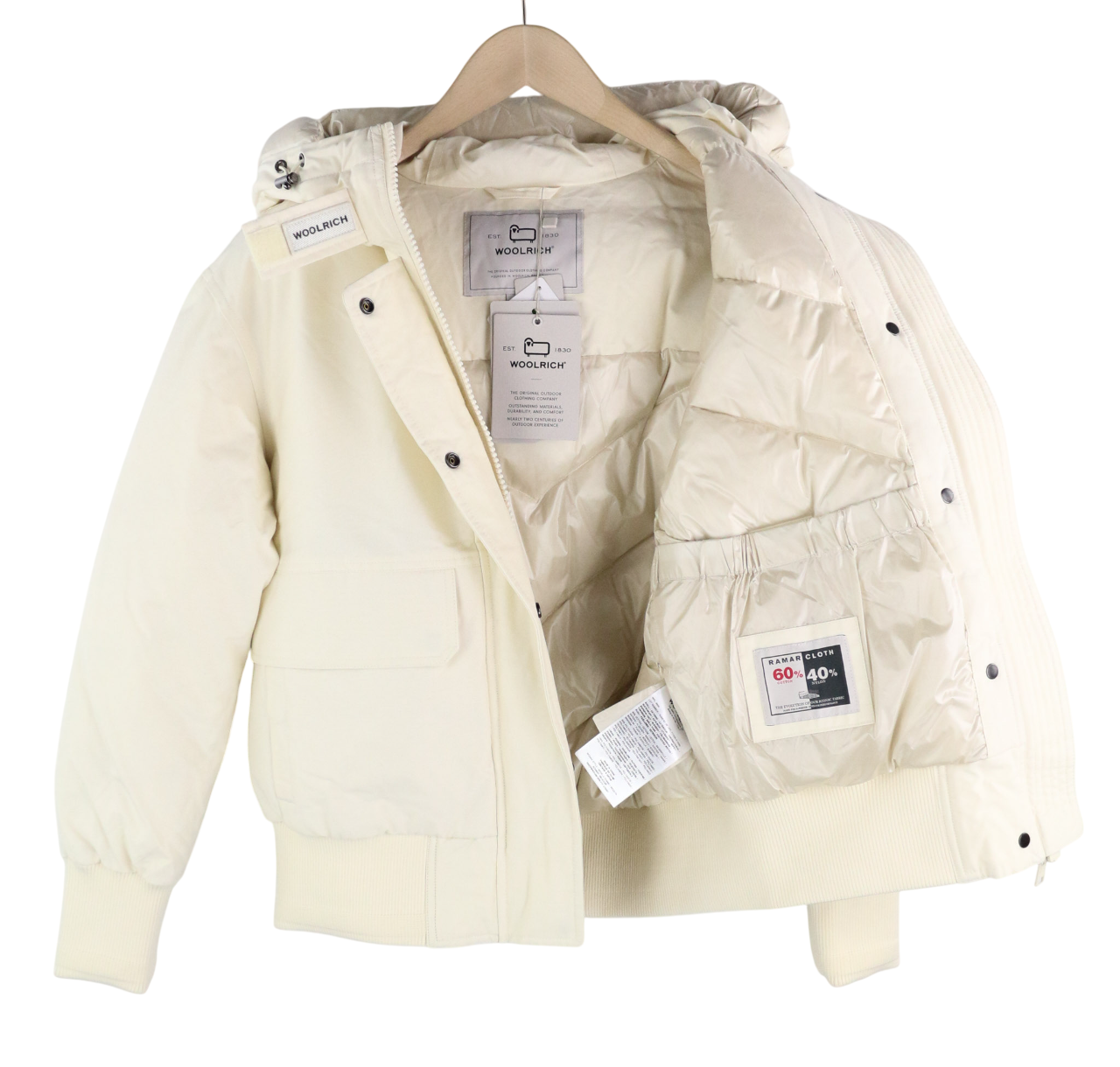 WOOLRICH Arctic Bomber Women's S Ramar Cloth Down Puffer Jacket Hooded RRP780