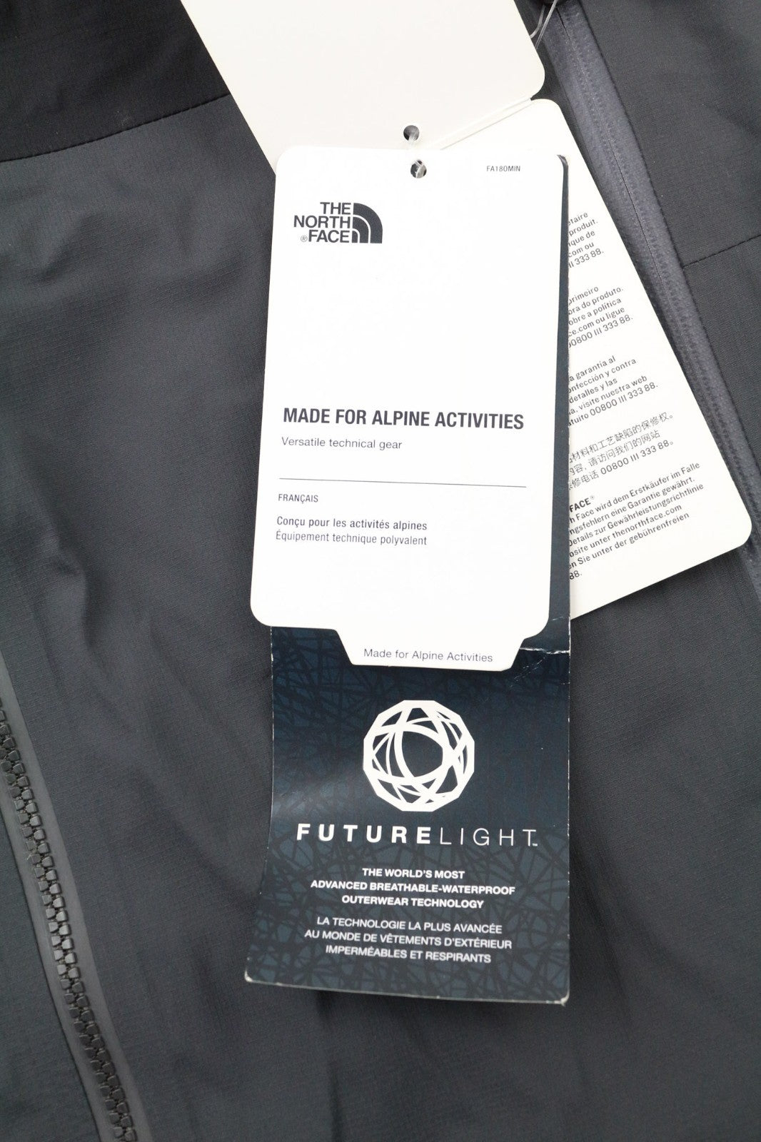 THE NORTH FACE Men's S Future Light Jacket Hooded Black Zip Unlined Seam Sealed