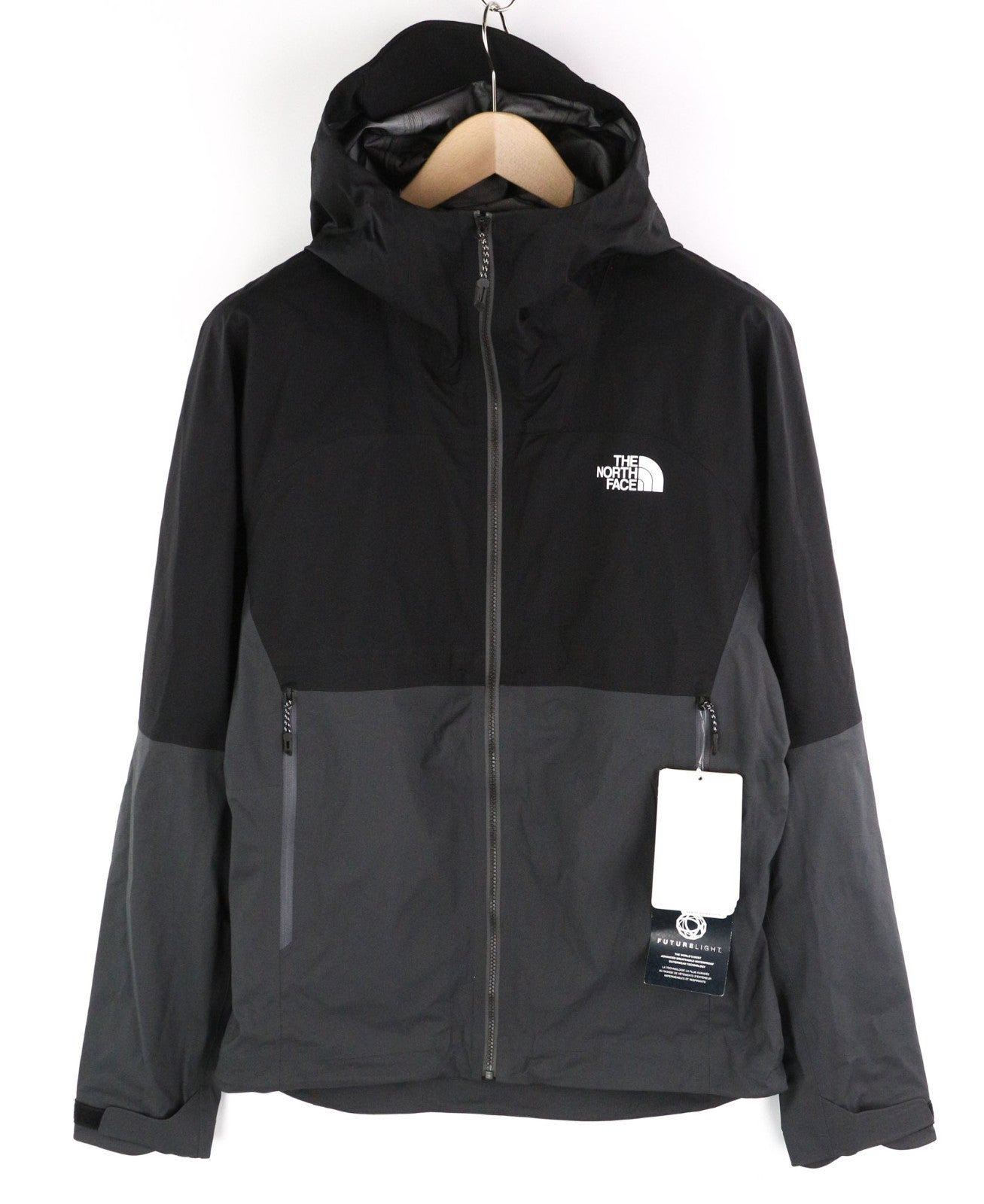 THE NORTH FACE Men's S Future Light Jacket Hooded Black Zip Unlined Seam Sealed