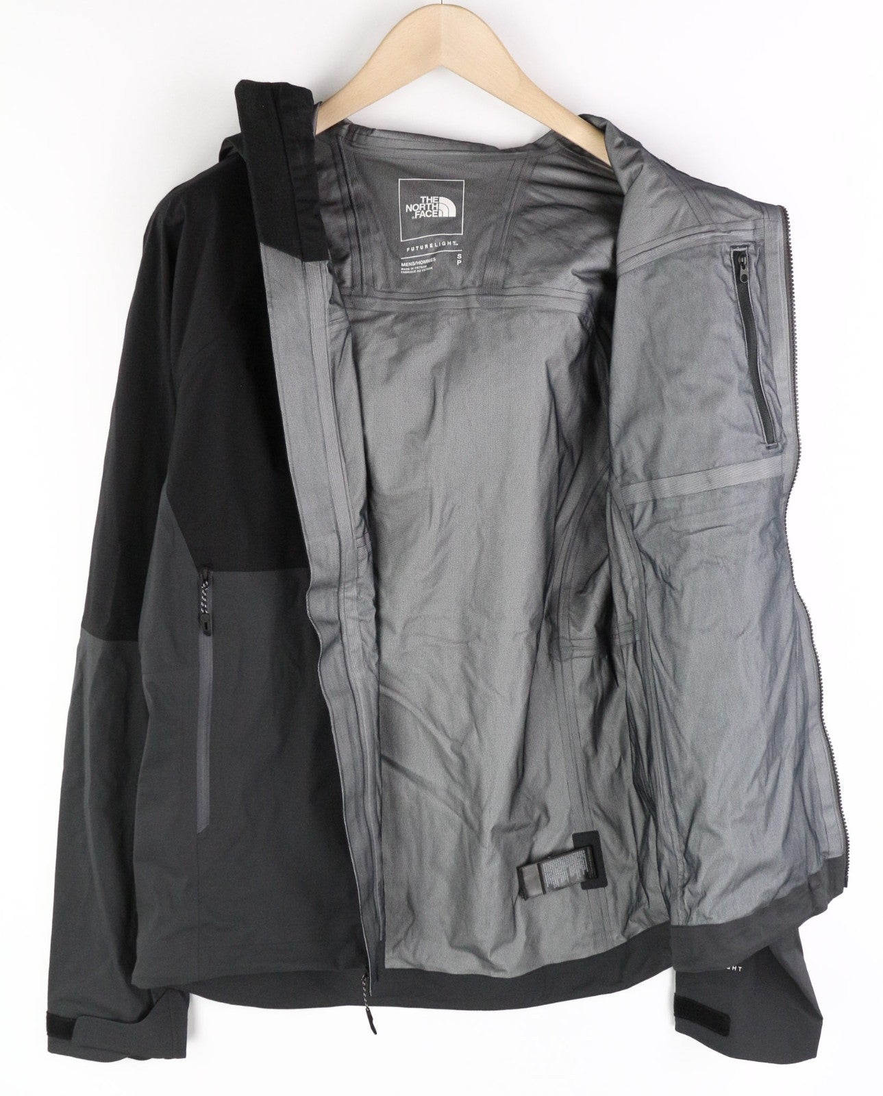 THE NORTH FACE Men's S Future Light Jacket Hooded Black Zip Unlined Seam Sealed