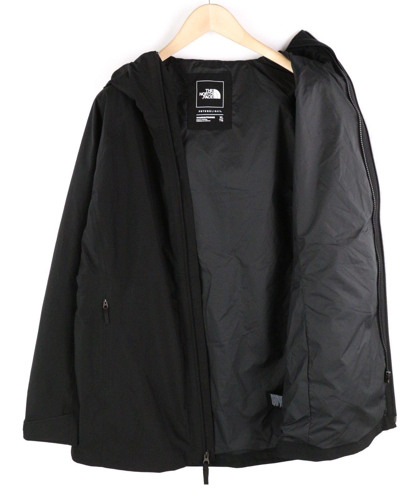 THE NORTH FACE Women's XL Hikesteller Future Light Black Hooded Jacket Logo