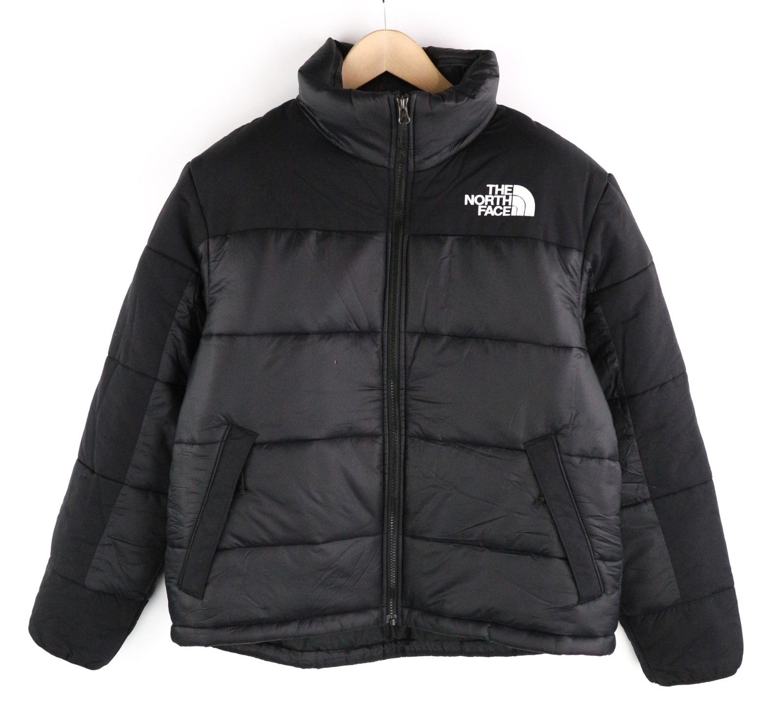 THE NORTH FACE Women's L Black Puffer Jacket Lined Zip High Neck Logo Detail